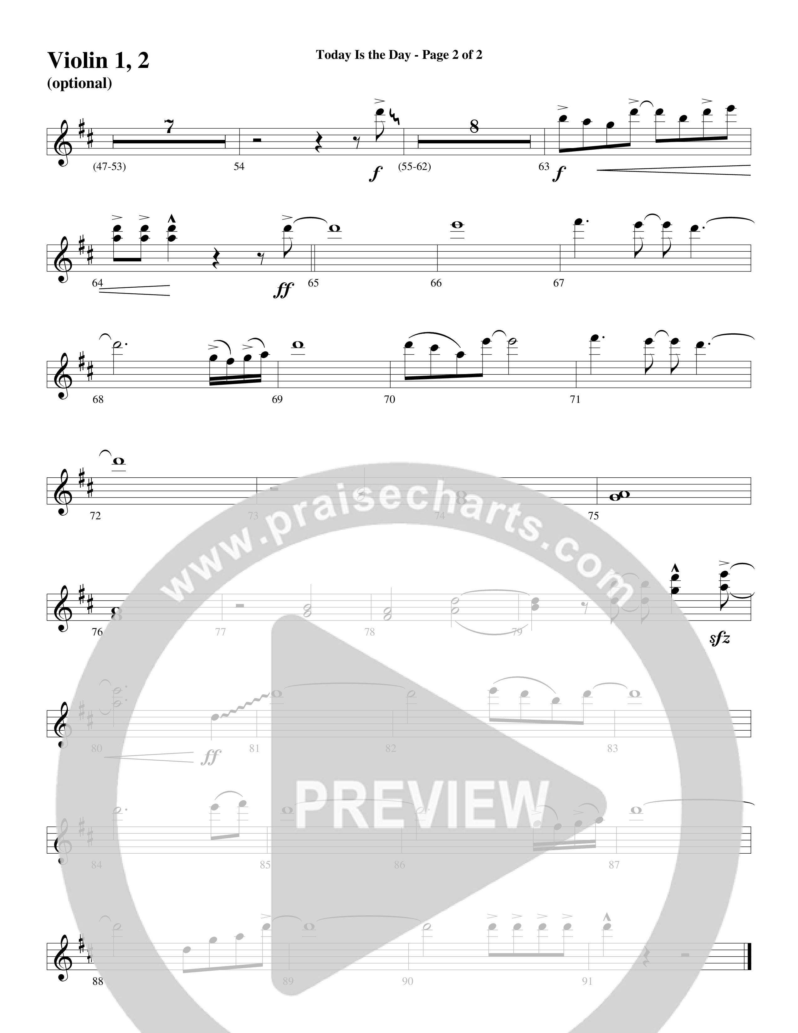 Today Is The Day (Choral Anthem SATB) Violin 1/2 (Word Music Choral / Arr. Cliff Duren)