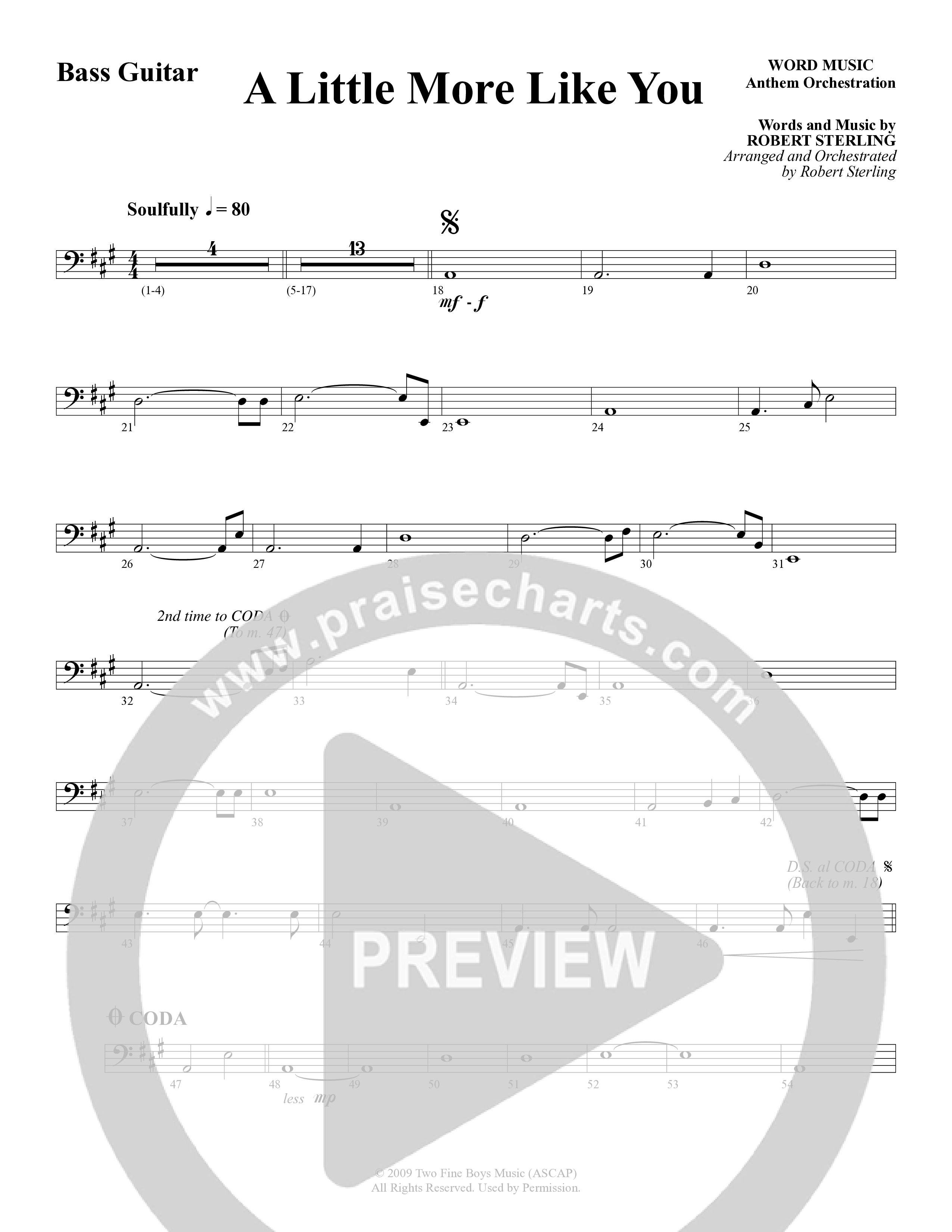 A Little More Like You (Choral Anthem SATB) Bass Guitar (Word Music Choral / Arr. Robert Sterling)