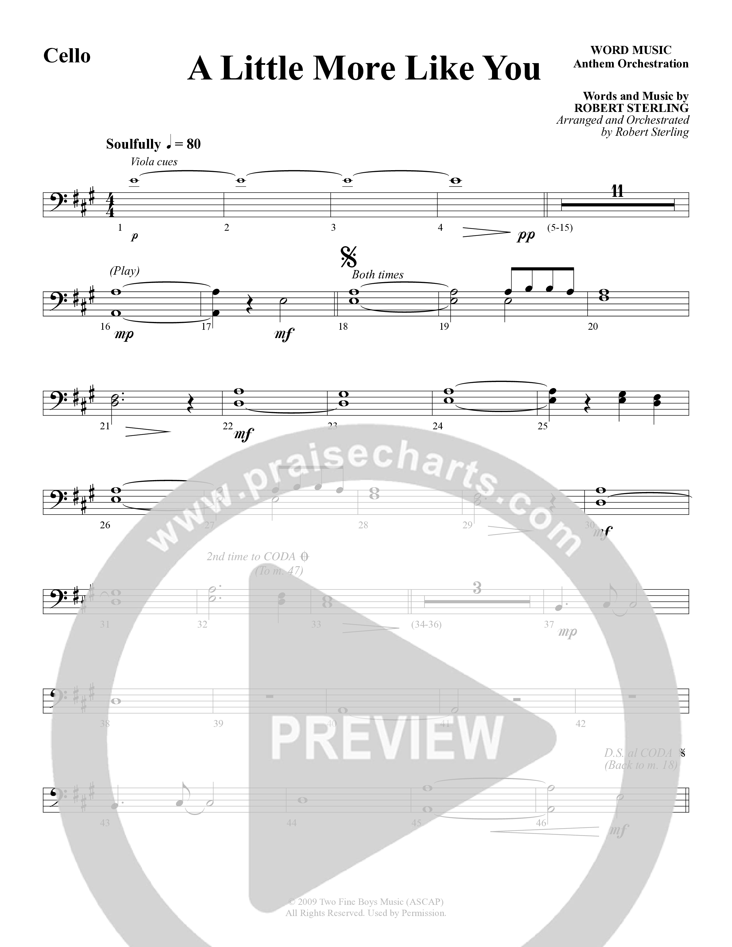 A Little More Like You (Choral Anthem SATB) Cello (Word Music Choral / Arr. Robert Sterling)