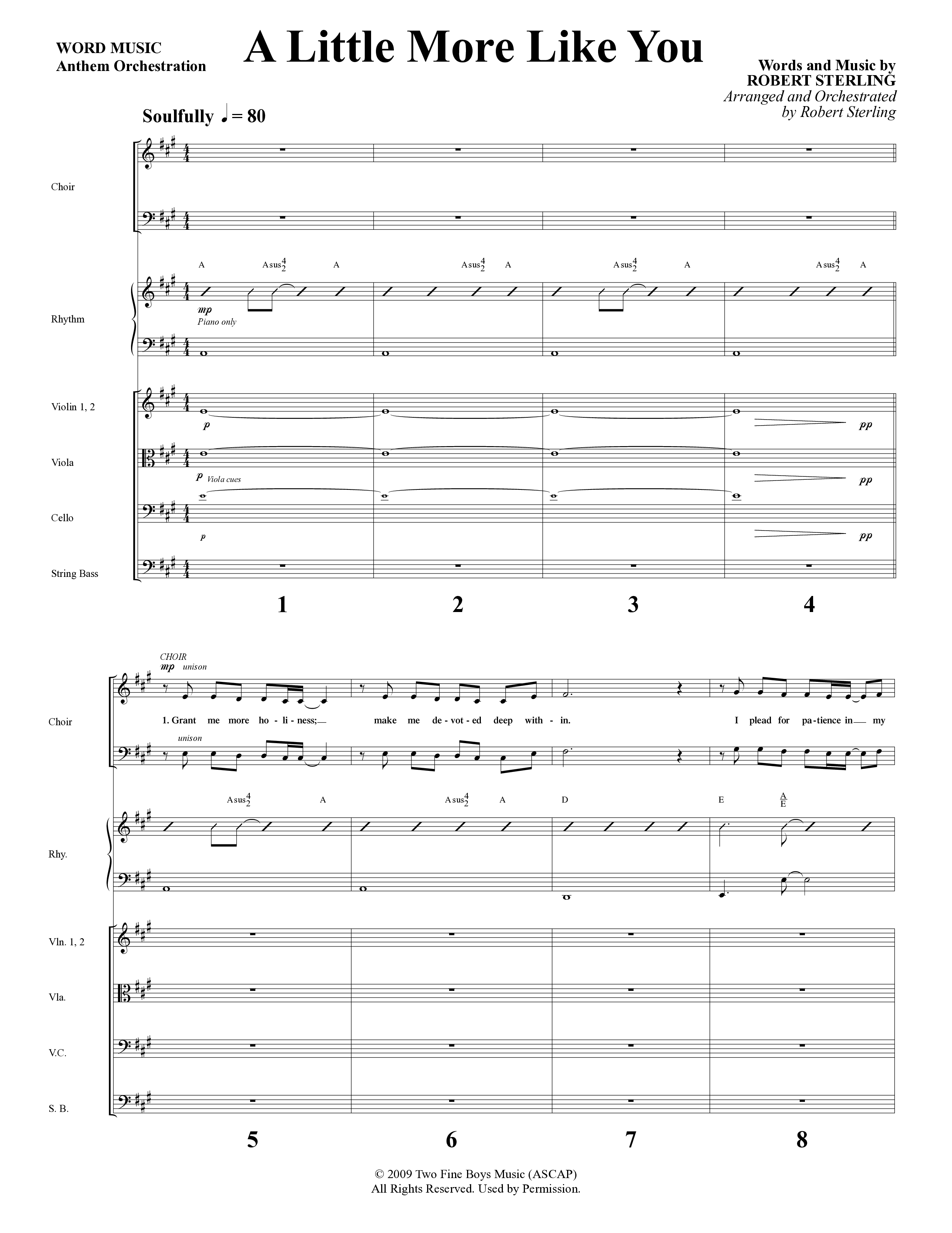 A Little More Like You (Choral Anthem SATB) Orchestration (Word Music Choral / Arr. Robert Sterling)