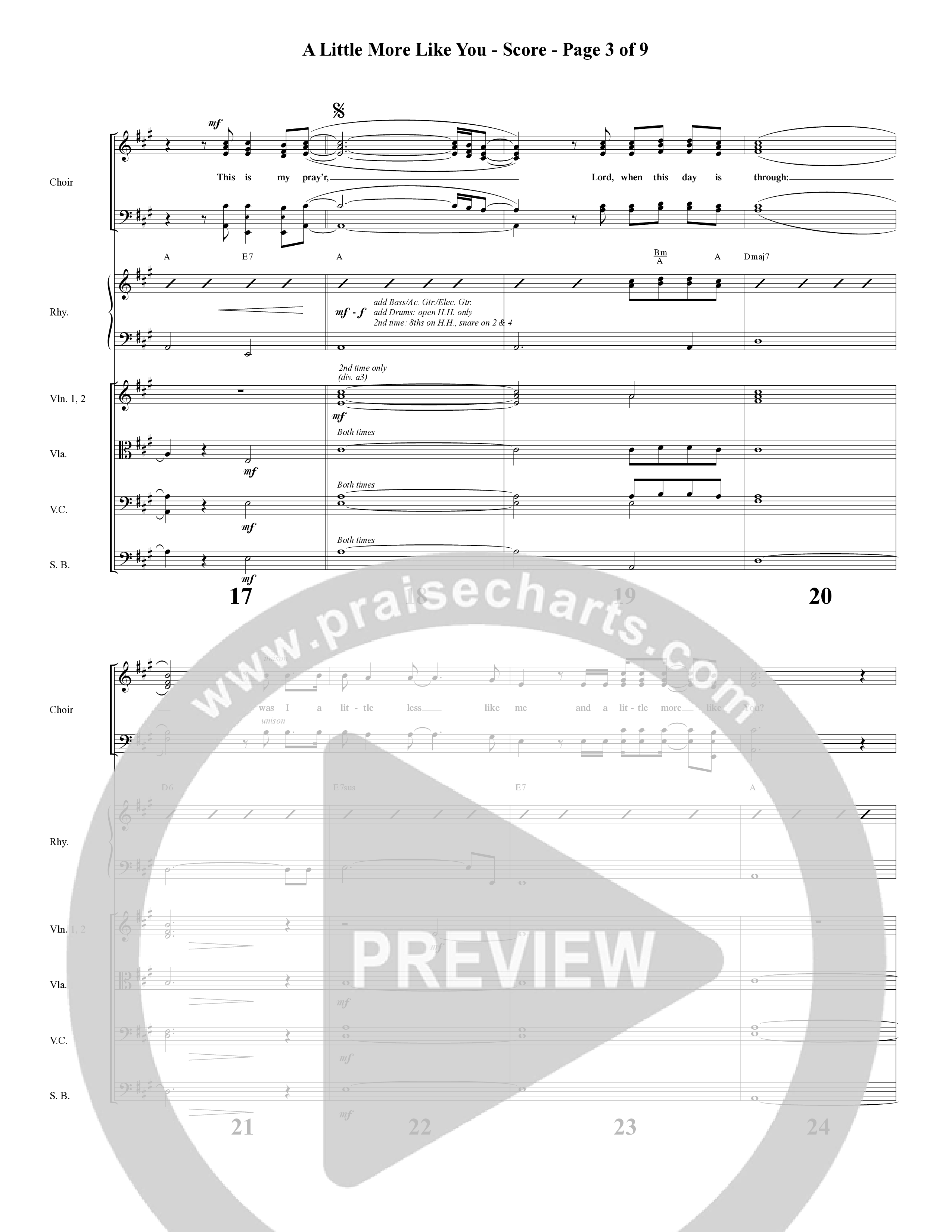 A Little More Like You (Choral Anthem SATB) Orchestration (Word Music Choral / Arr. Robert Sterling)