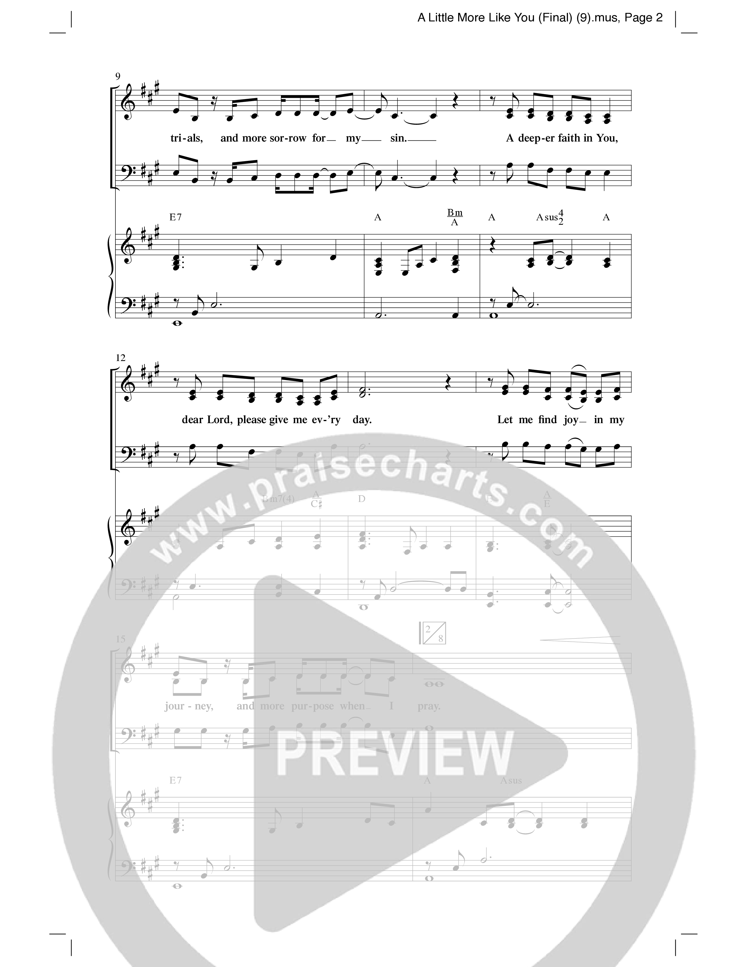 A Little More Like You (Choral Anthem SATB) Anthem (SATB/Piano) (Word Music Choral / Arr. Robert Sterling)
