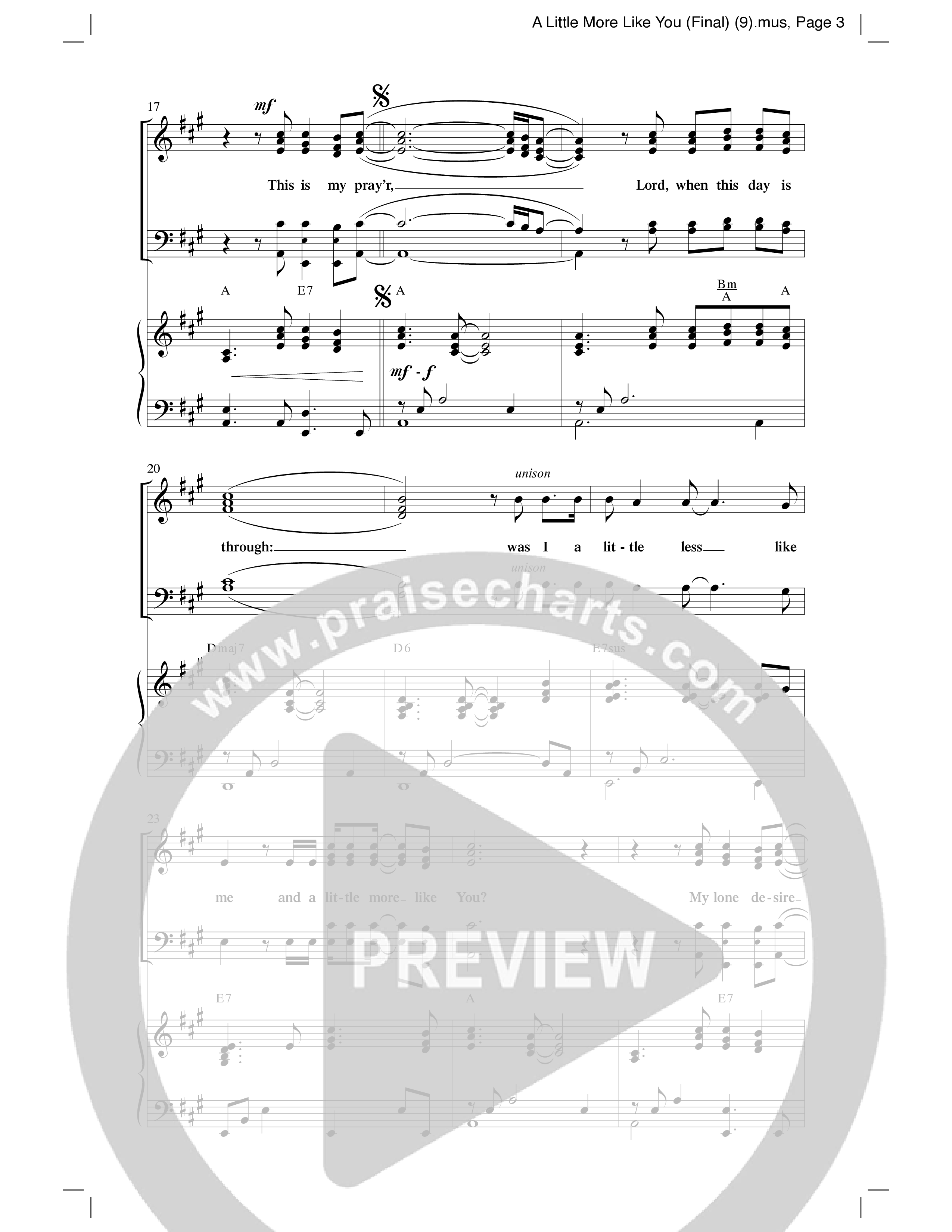 A Little More Like You (Choral Anthem SATB) Anthem (SATB/Piano) (Word Music Choral / Arr. Robert Sterling)