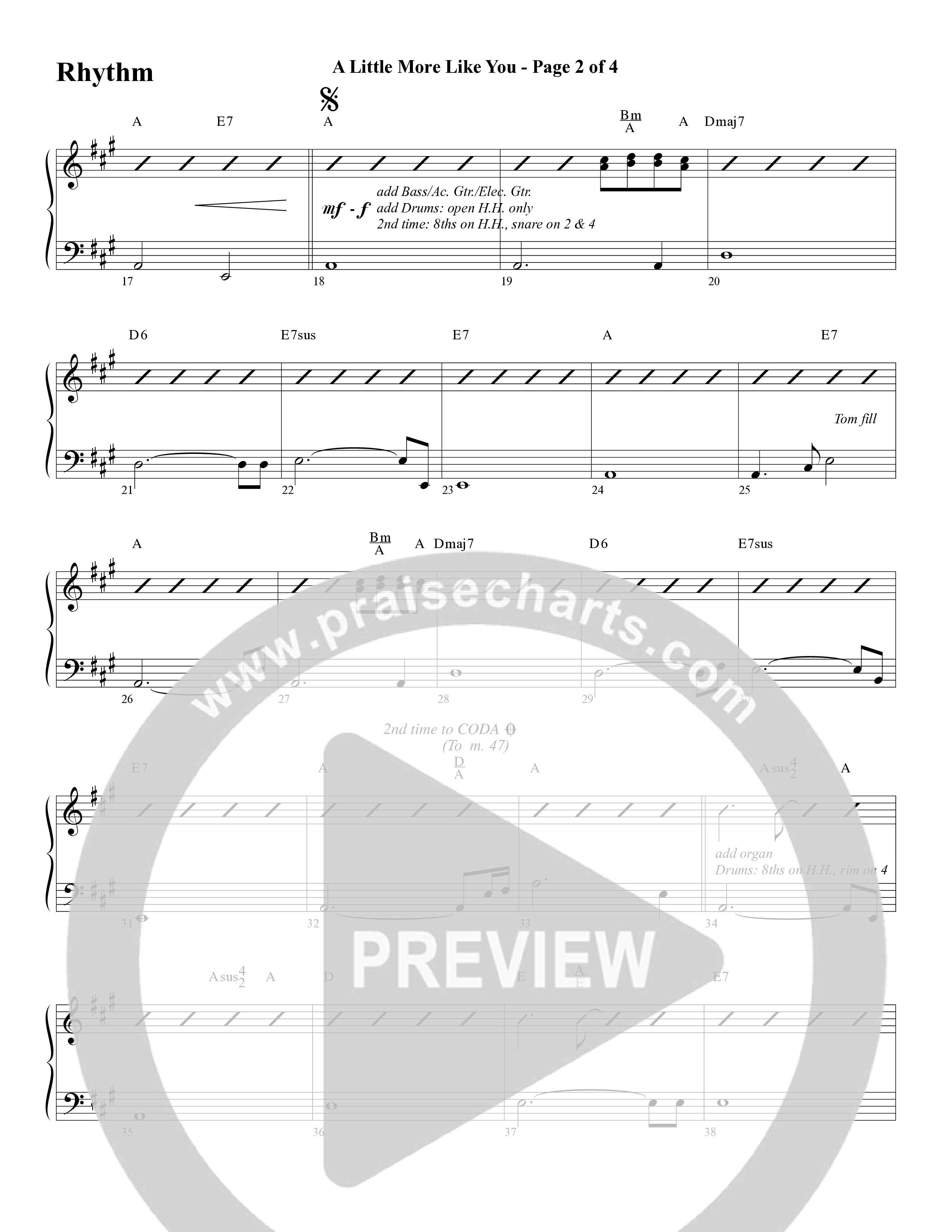 A Little More Like You (Choral Anthem SATB) Rhythm Chart (Word Music Choral / Arr. Robert Sterling)