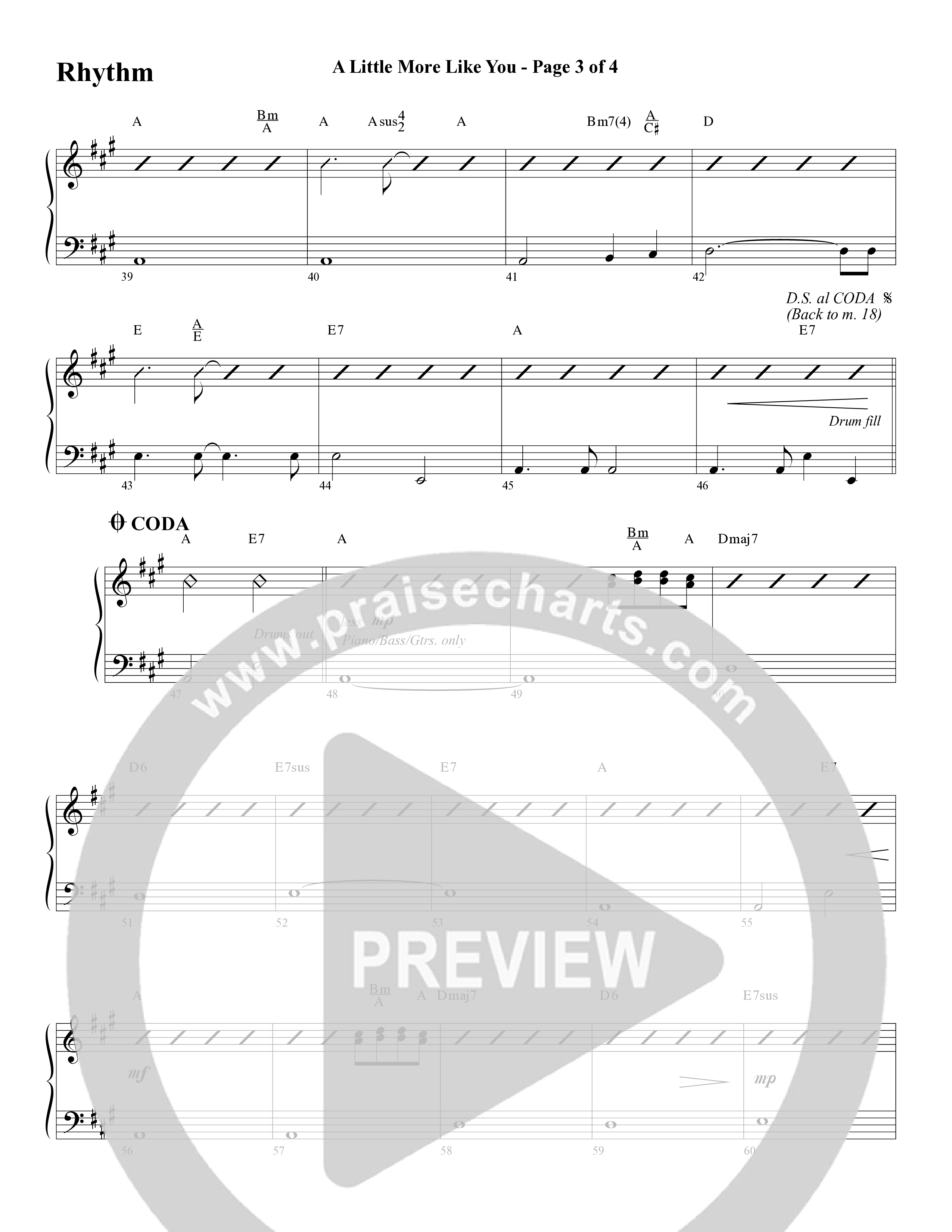 A Little More Like You (Choral Anthem SATB) Rhythm Chart (Word Music Choral / Arr. Robert Sterling)