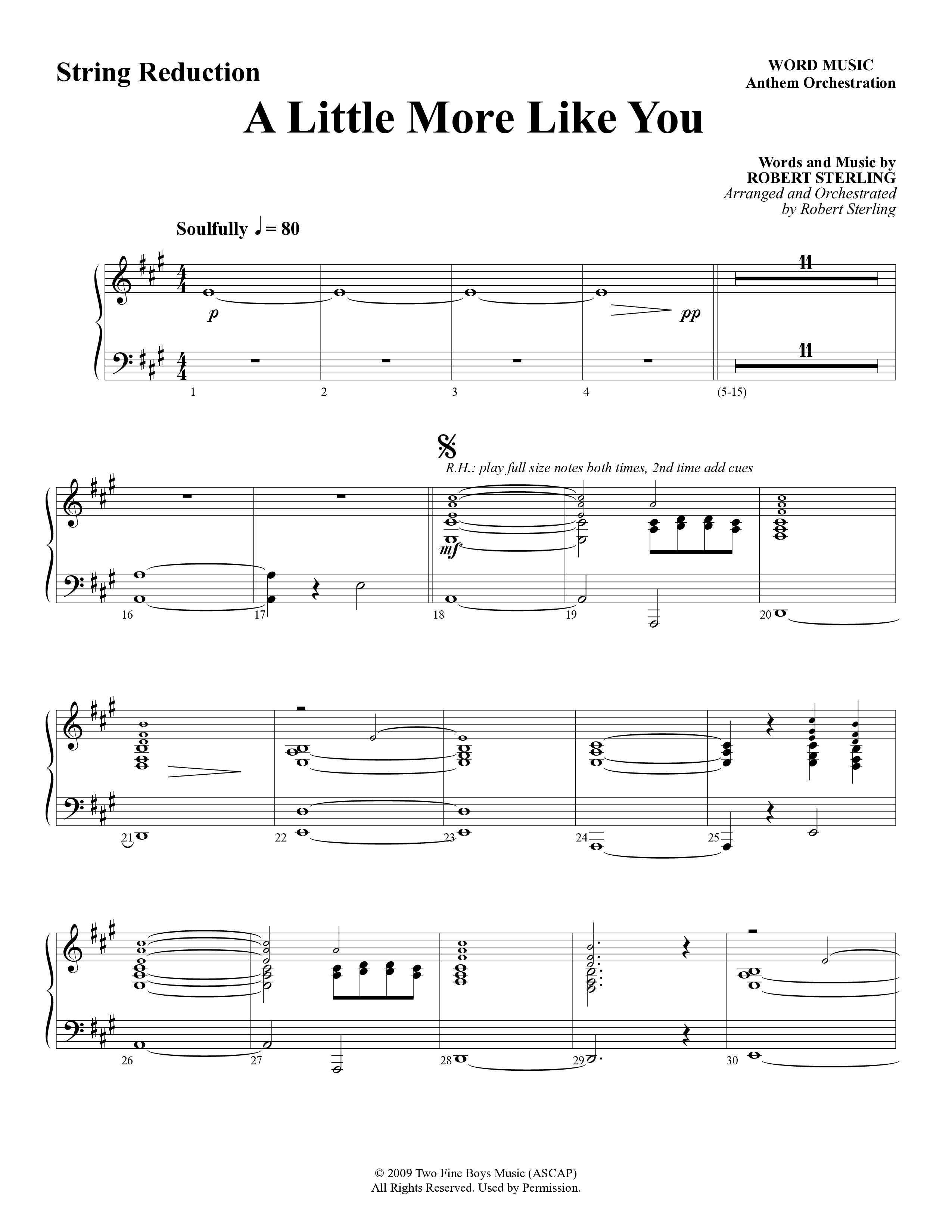 A Little More Like You (Choral Anthem SATB) String Reduction (Word Music Choral / Arr. Robert Sterling)