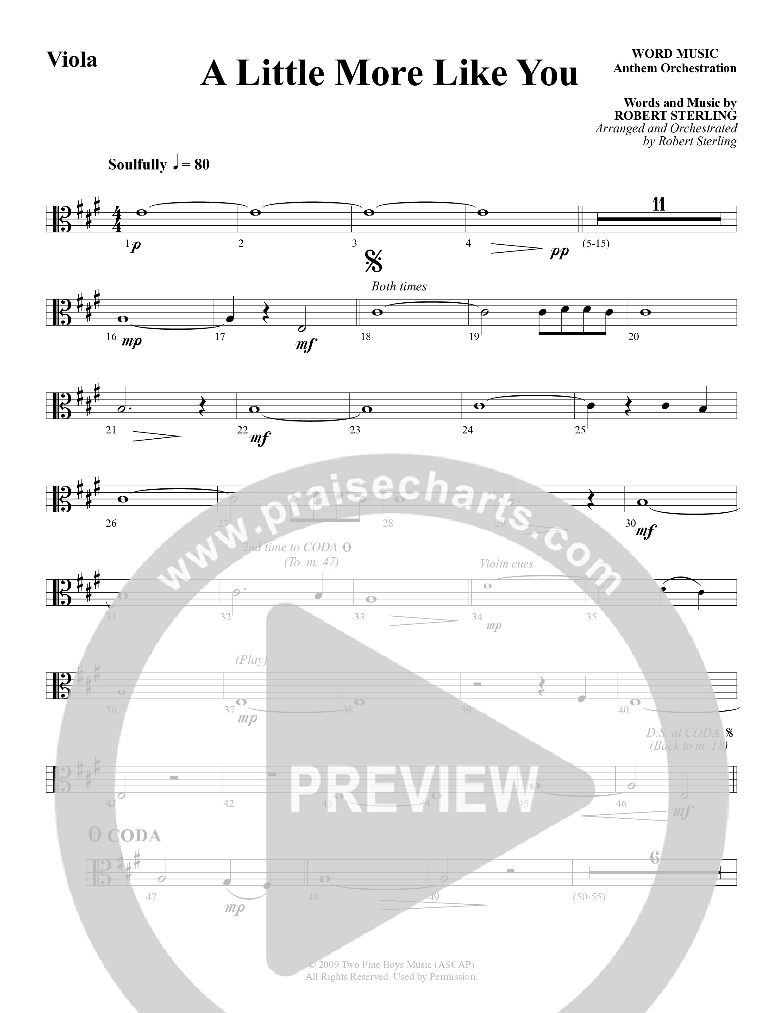 A Little More Like You (Choral Anthem SATB) Viola (Word Music Choral / Arr. Robert Sterling)