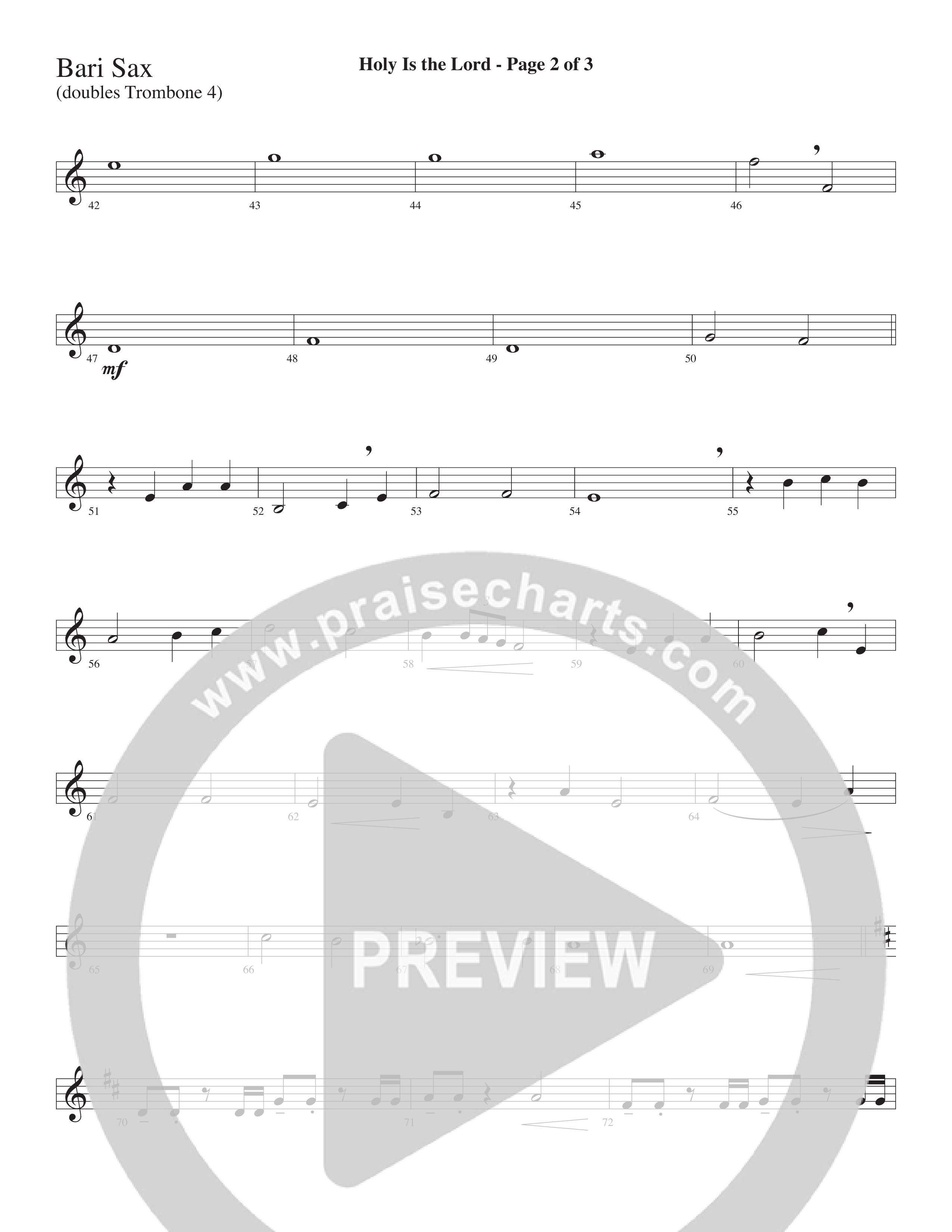 Holy Is The Lord (Choral Anthem SATB) Bari Sax (Word Music Choral / Arr. Lari Goss)