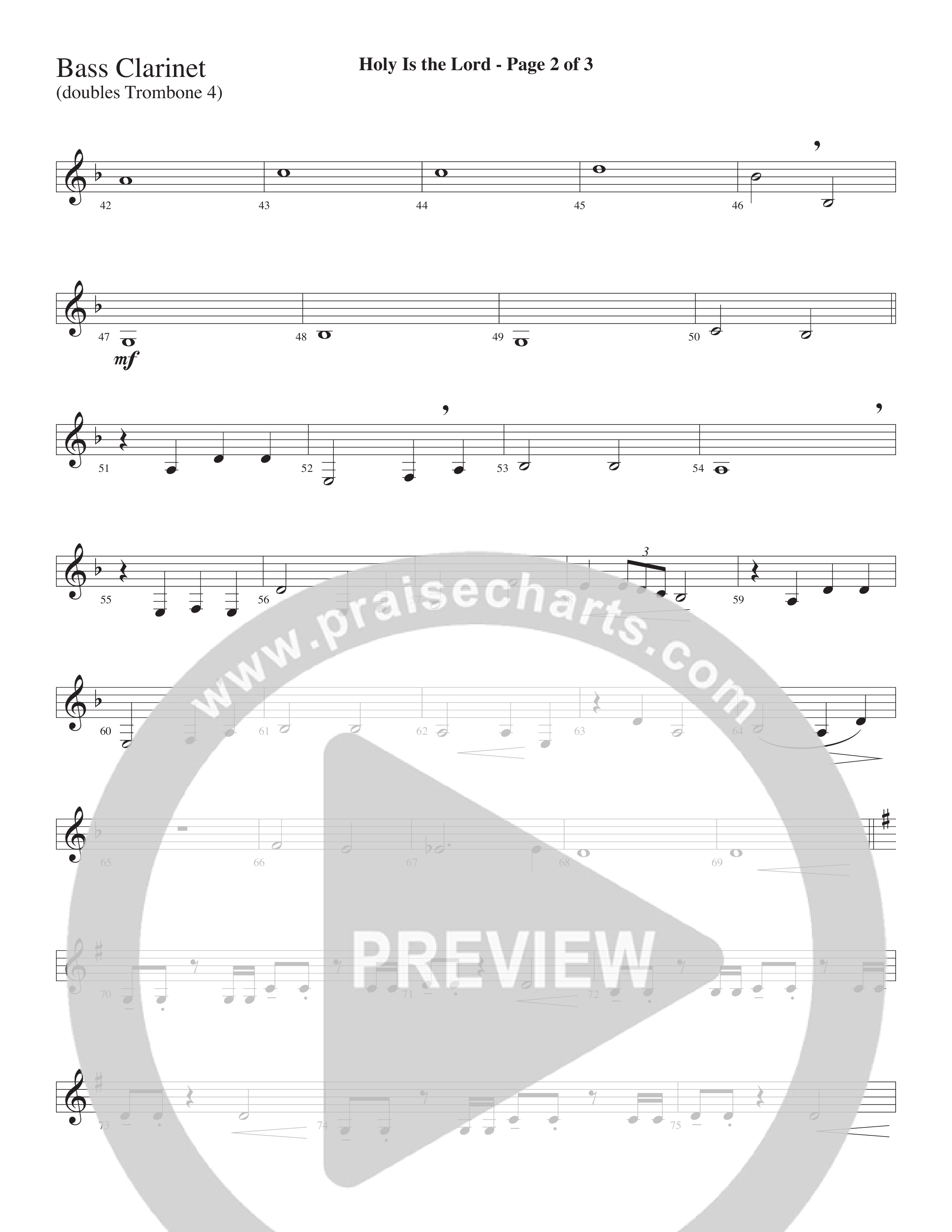 Holy Is The Lord (Choral Anthem SATB) Bass Clarinet (Word Music Choral / Arr. Lari Goss)