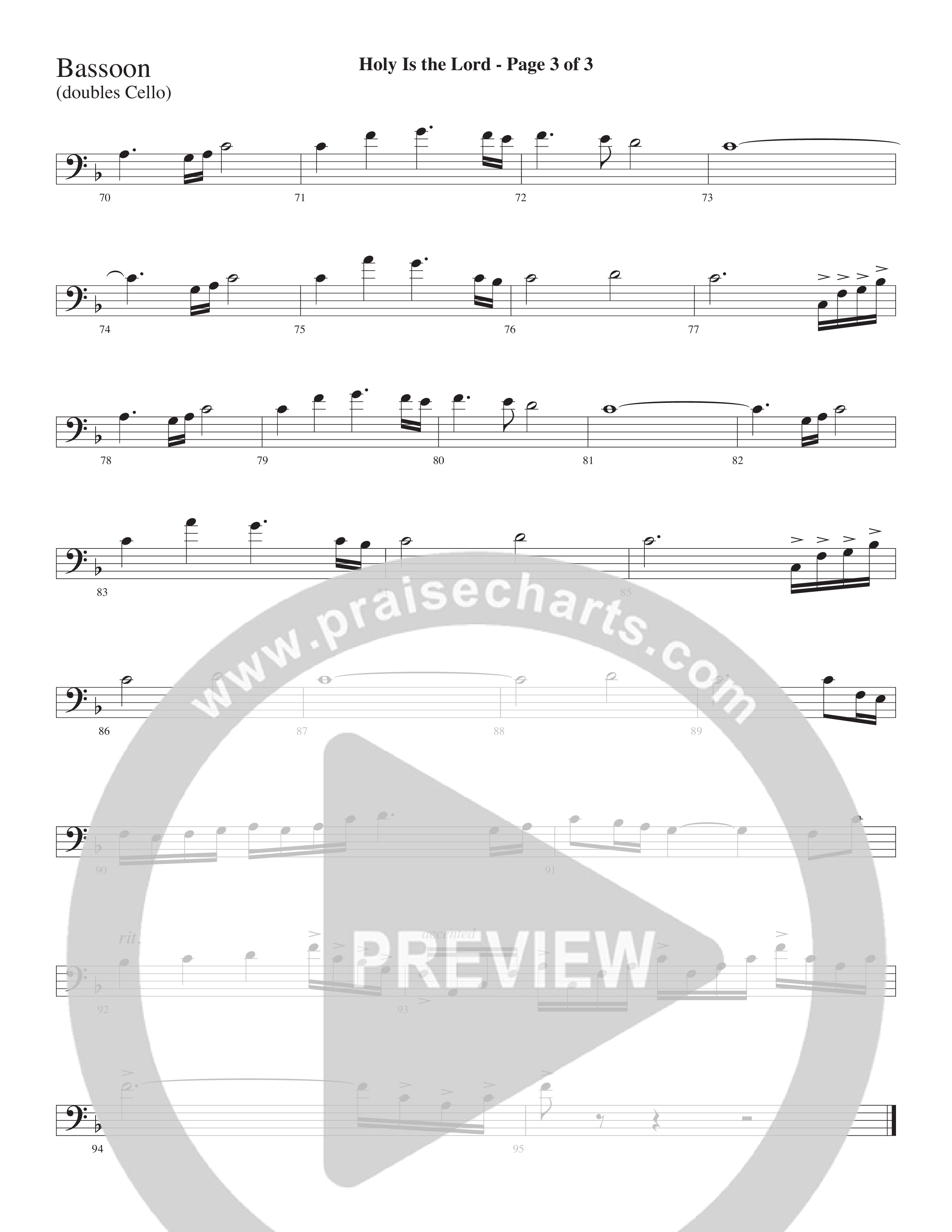 Holy Is The Lord (Choral Anthem SATB) Bassoon (Word Music Choral / Arr. Lari Goss)