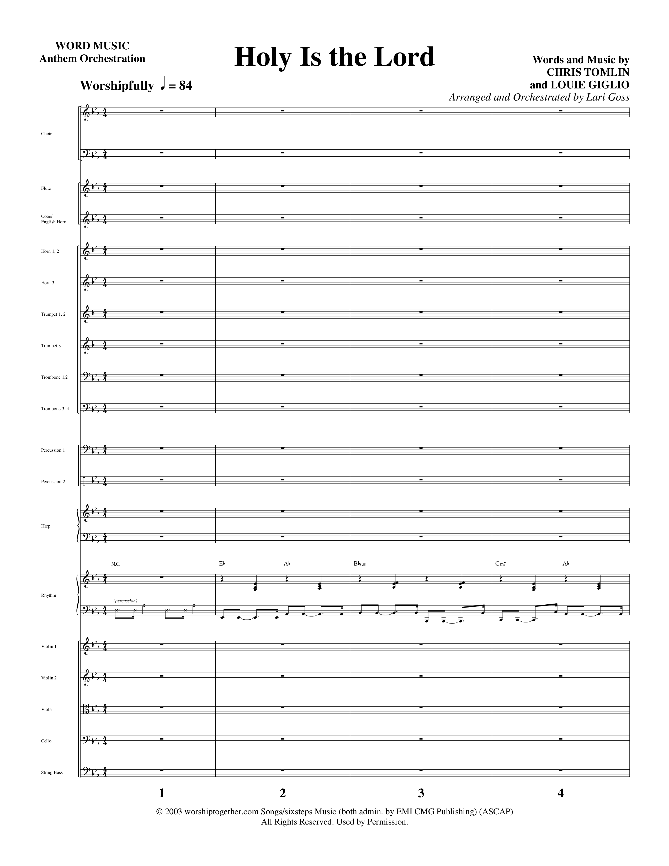 Holy Is The Lord (Choral Anthem SATB) Orchestration (Word Music Choral / Arr. Lari Goss)