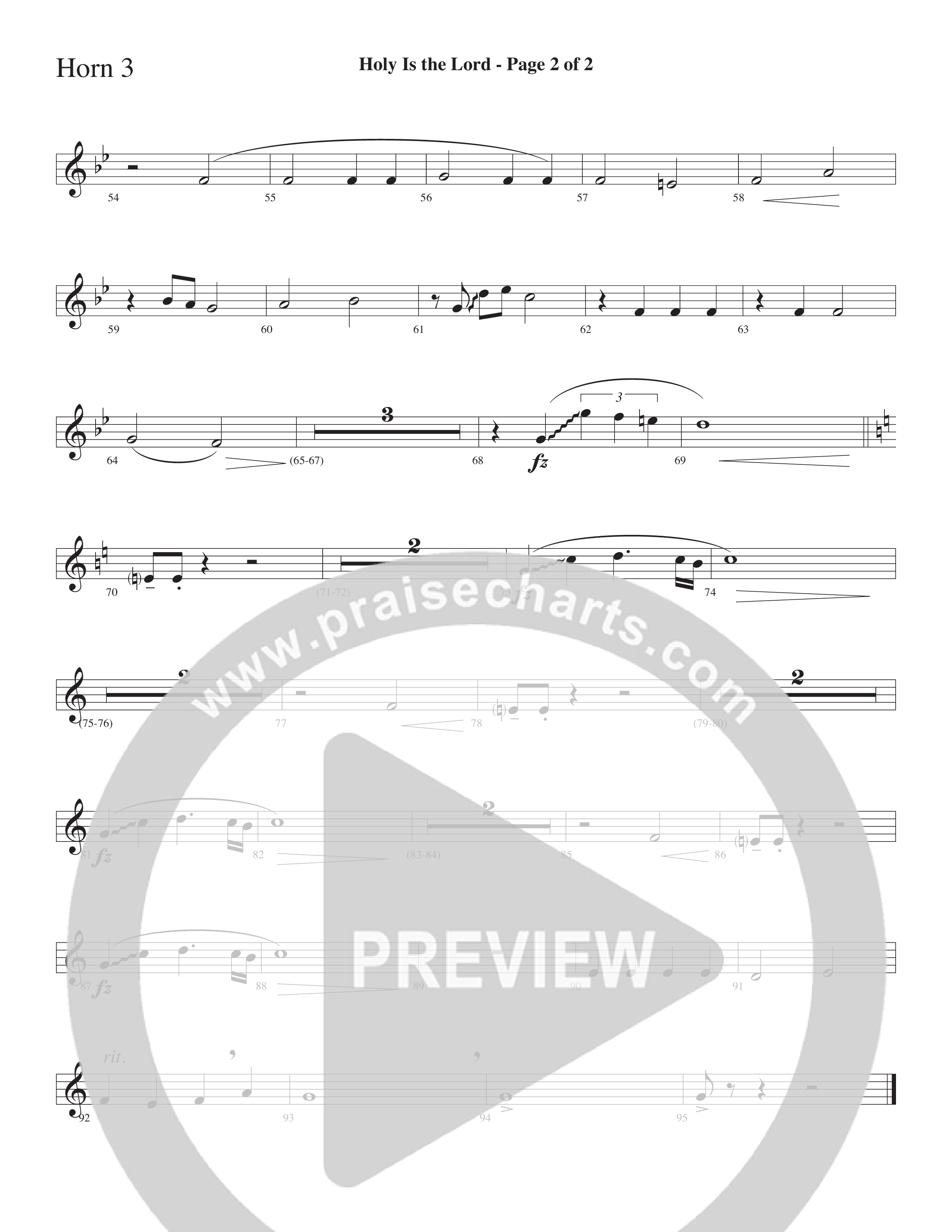 Holy Is The Lord (Choral Anthem SATB) French Horn 3 (Word Music Choral / Arr. Lari Goss)