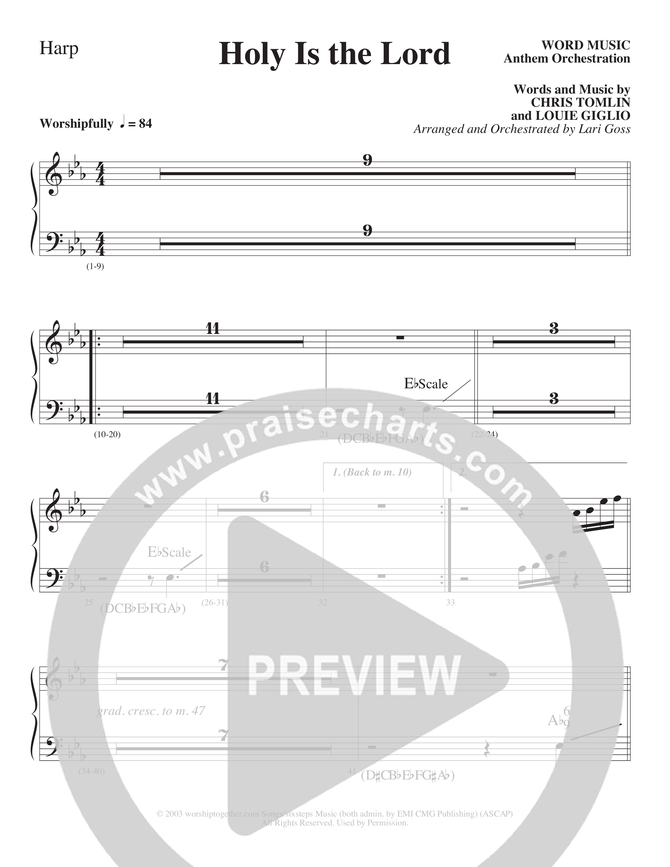 Holy Is The Lord (Choral Anthem SATB) Harp (Word Music Choral / Arr. Lari Goss)