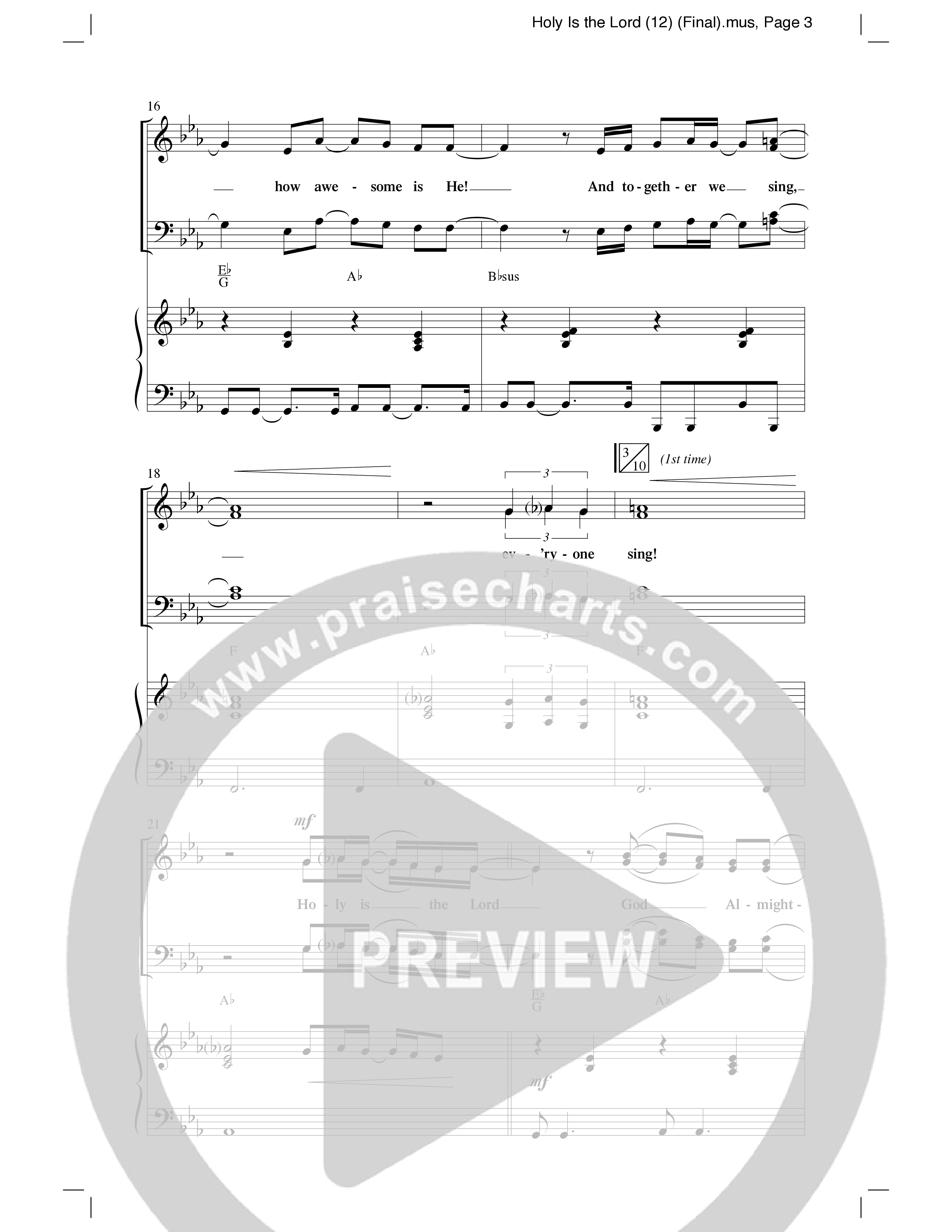 Holy Is The Lord (Choral Anthem SATB) Anthem (SATB/Piano) (Word Music Choral / Arr. Lari Goss)