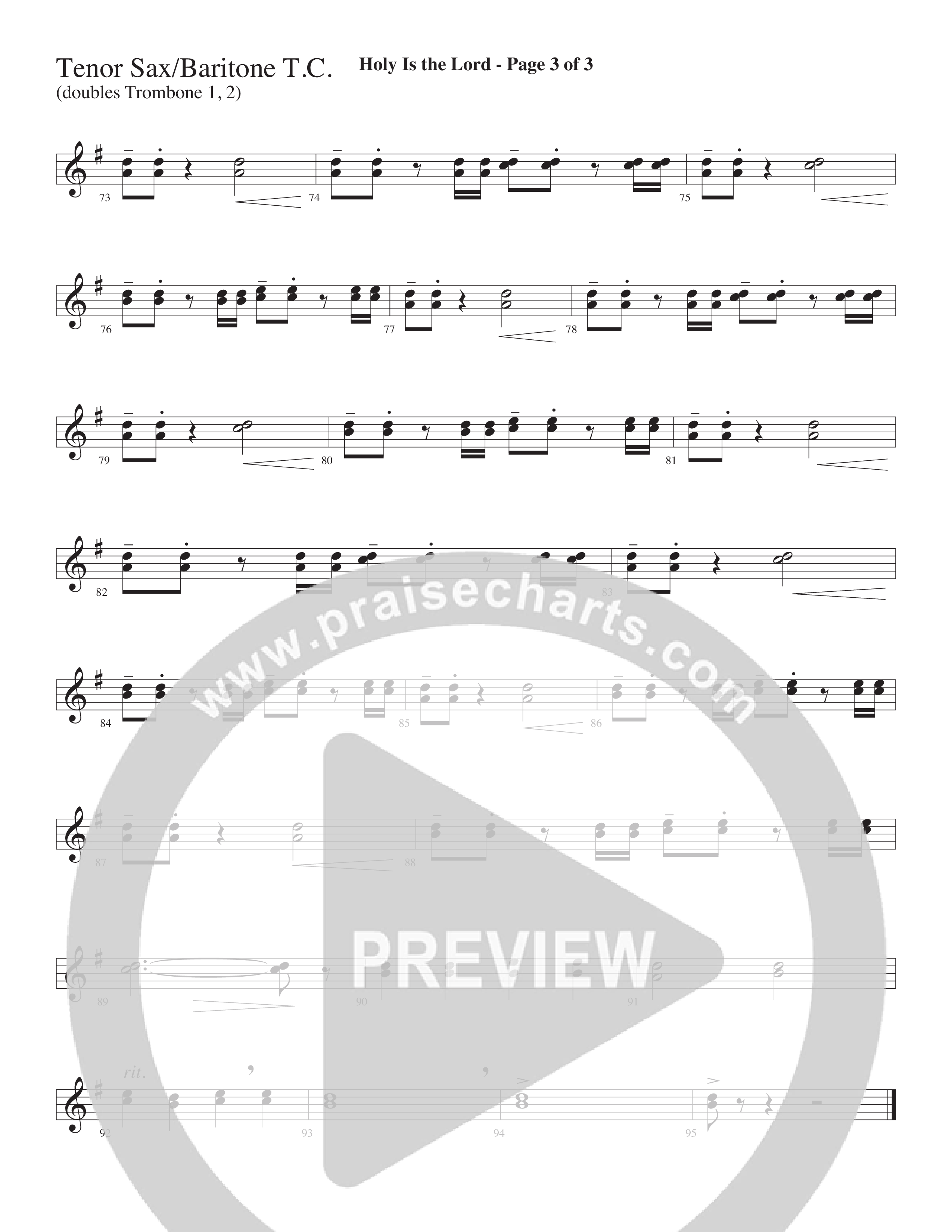 Holy Is The Lord (Choral Anthem SATB) Tenor Sax/Baritone T.C. (Word Music Choral / Arr. Lari Goss)