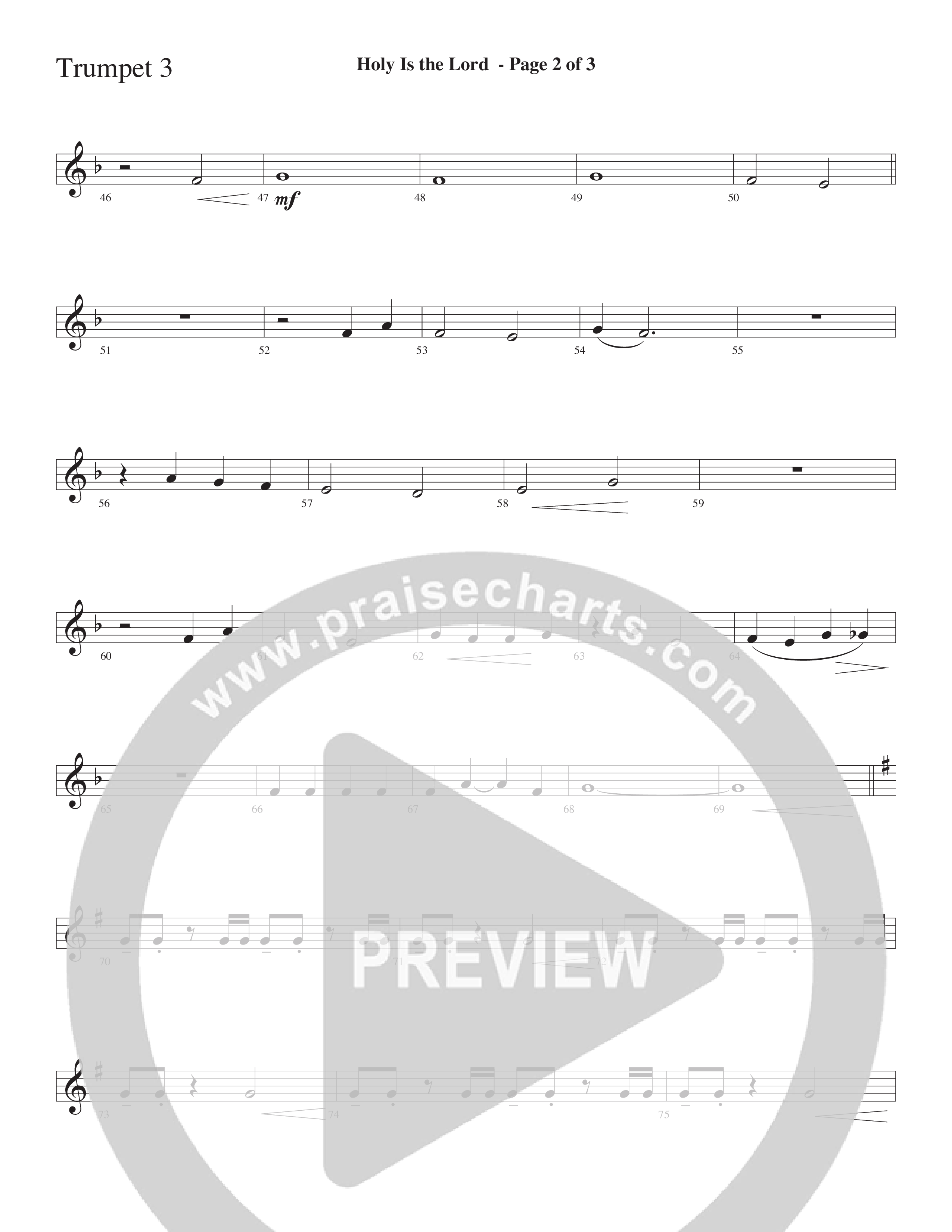 Holy Is The Lord (Choral Anthem SATB) Trumpet 3 (Word Music Choral / Arr. Lari Goss)