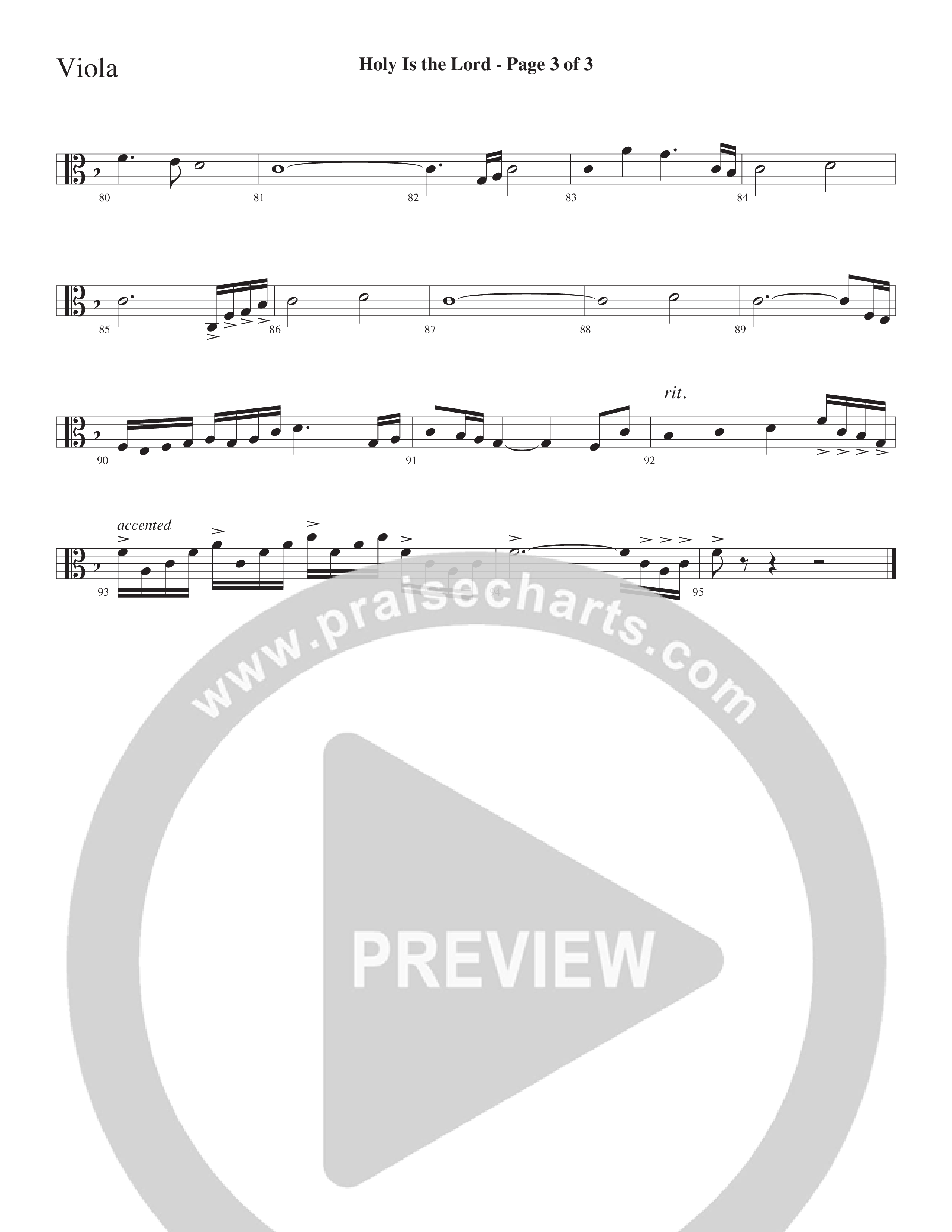 Holy Is The Lord (Choral Anthem SATB) Viola (Word Music Choral / Arr. Lari Goss)