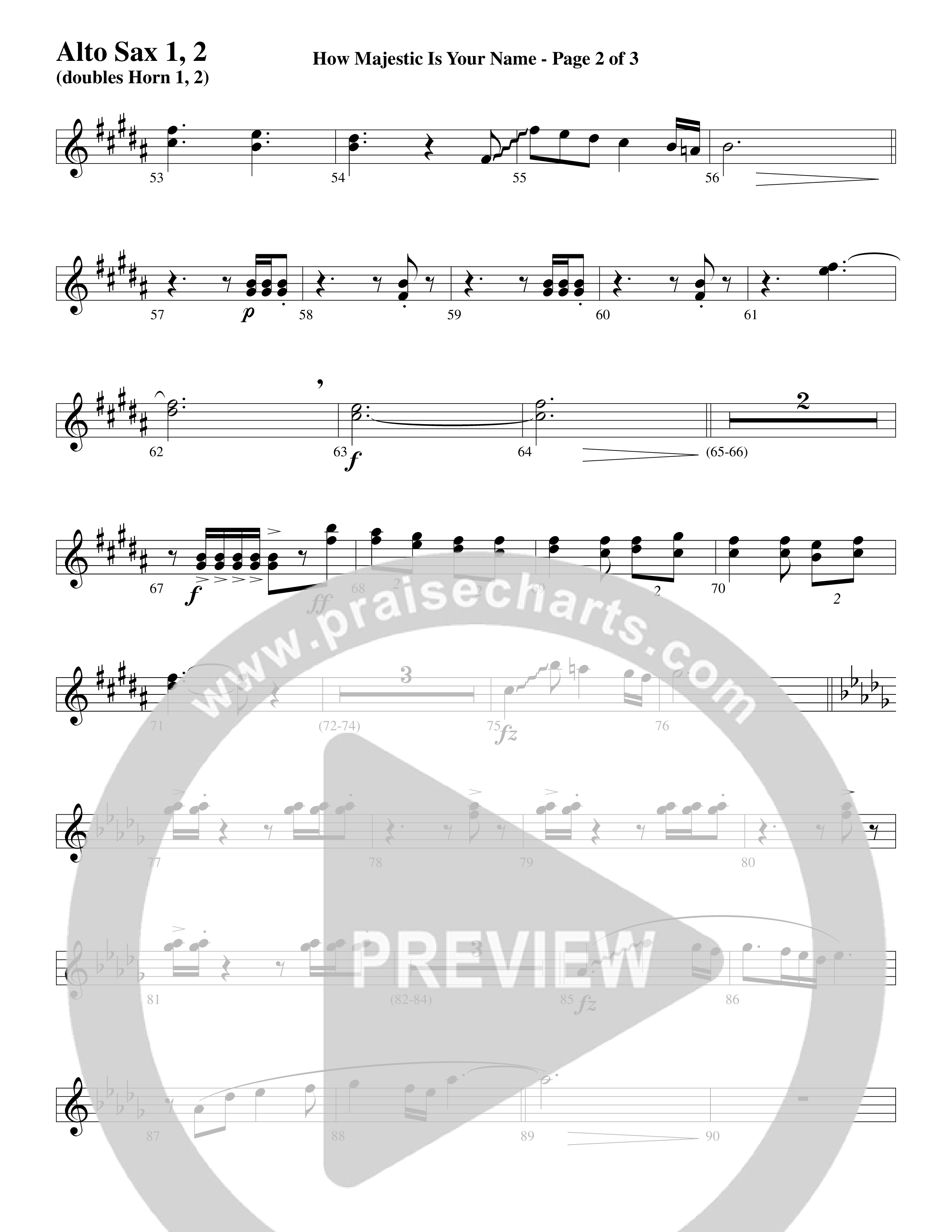 How Majestic Is Your Name (Choral Anthem SATB) Alto Sax (Word Music Choral / Arr. Lari Goss / Regi Stone)