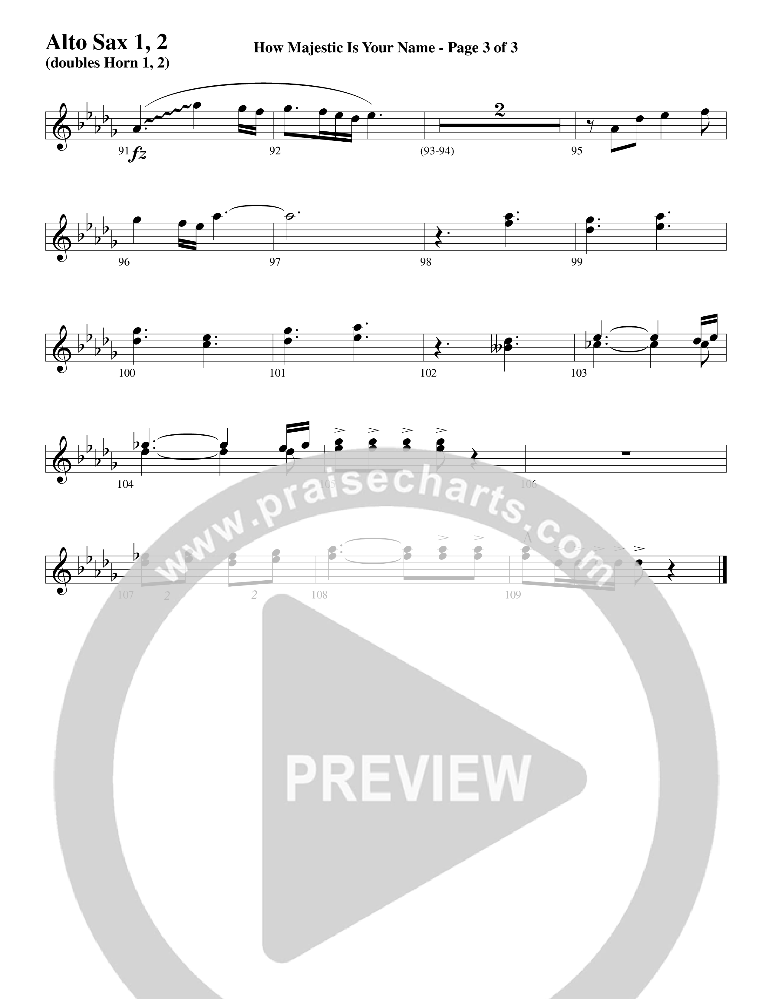 How Majestic Is Your Name (Choral Anthem SATB) Alto Sax (Word Music Choral / Arr. Lari Goss / Regi Stone)