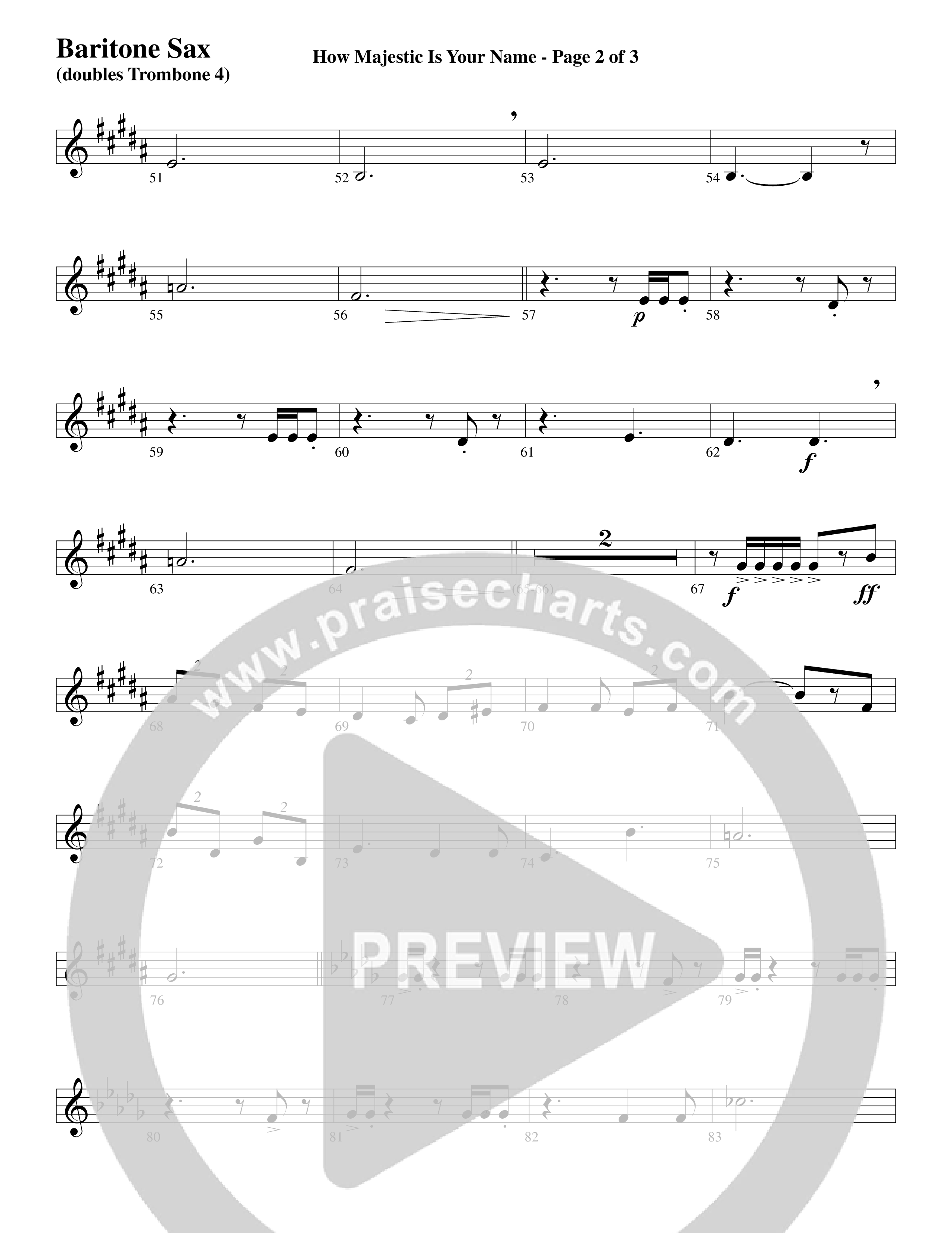 How Majestic Is Your Name (Choral Anthem SATB) Bari Sax (Word Music Choral / Arr. Lari Goss / Regi Stone)