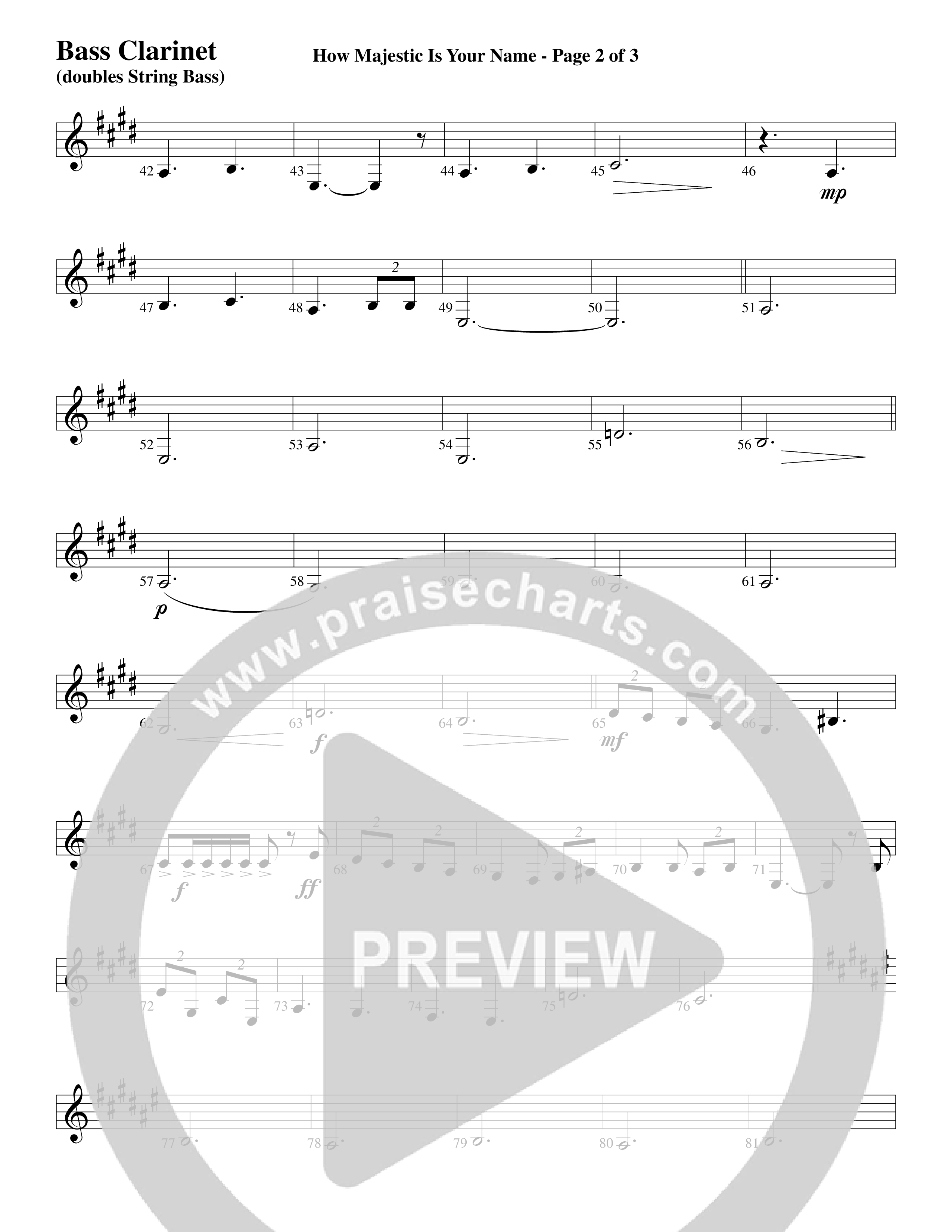 How Majestic Is Your Name (Choral Anthem SATB) Bass Clarinet (Word Music Choral / Arr. Lari Goss / Regi Stone)