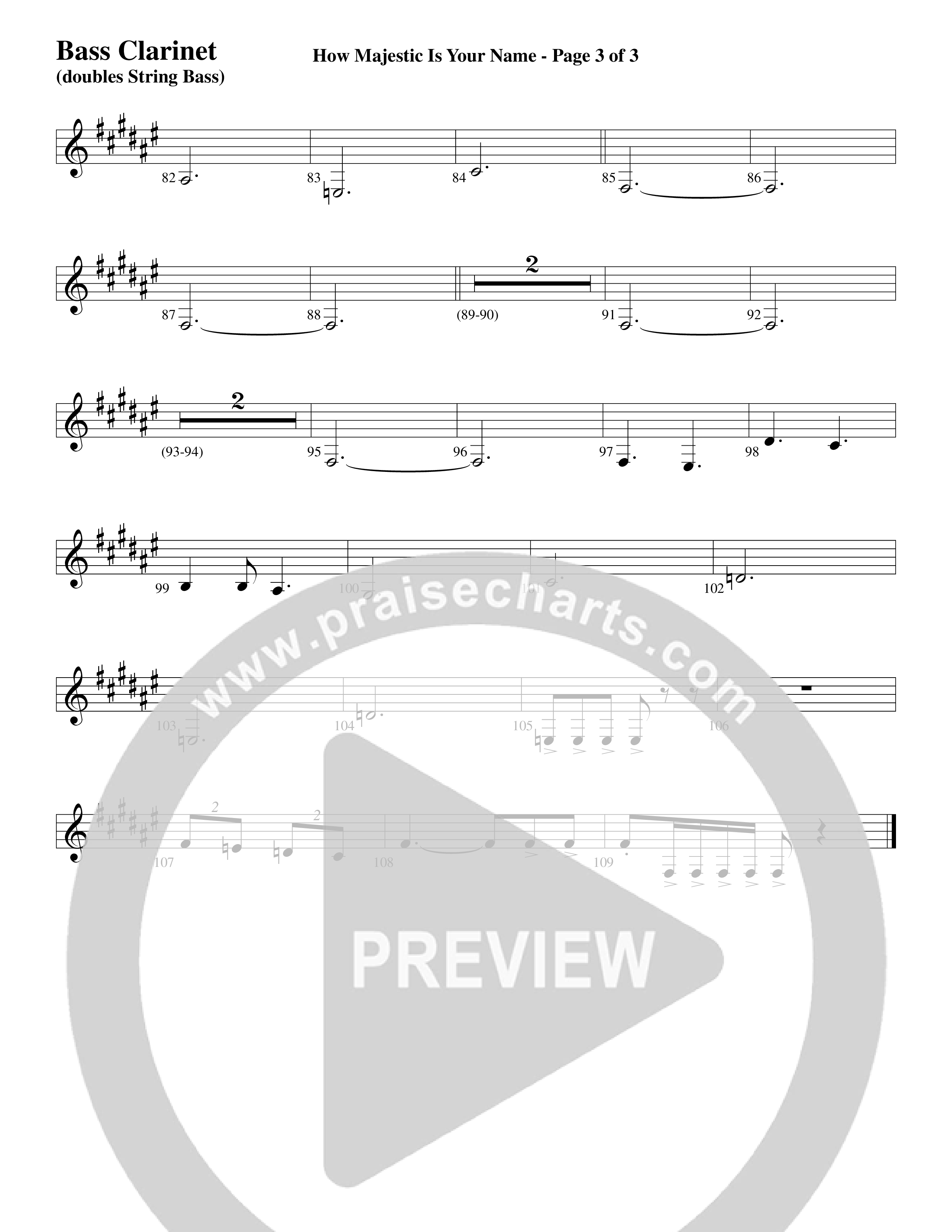 How Majestic Is Your Name (Choral Anthem SATB) Bass Clarinet (Word Music Choral / Arr. Lari Goss / Regi Stone)