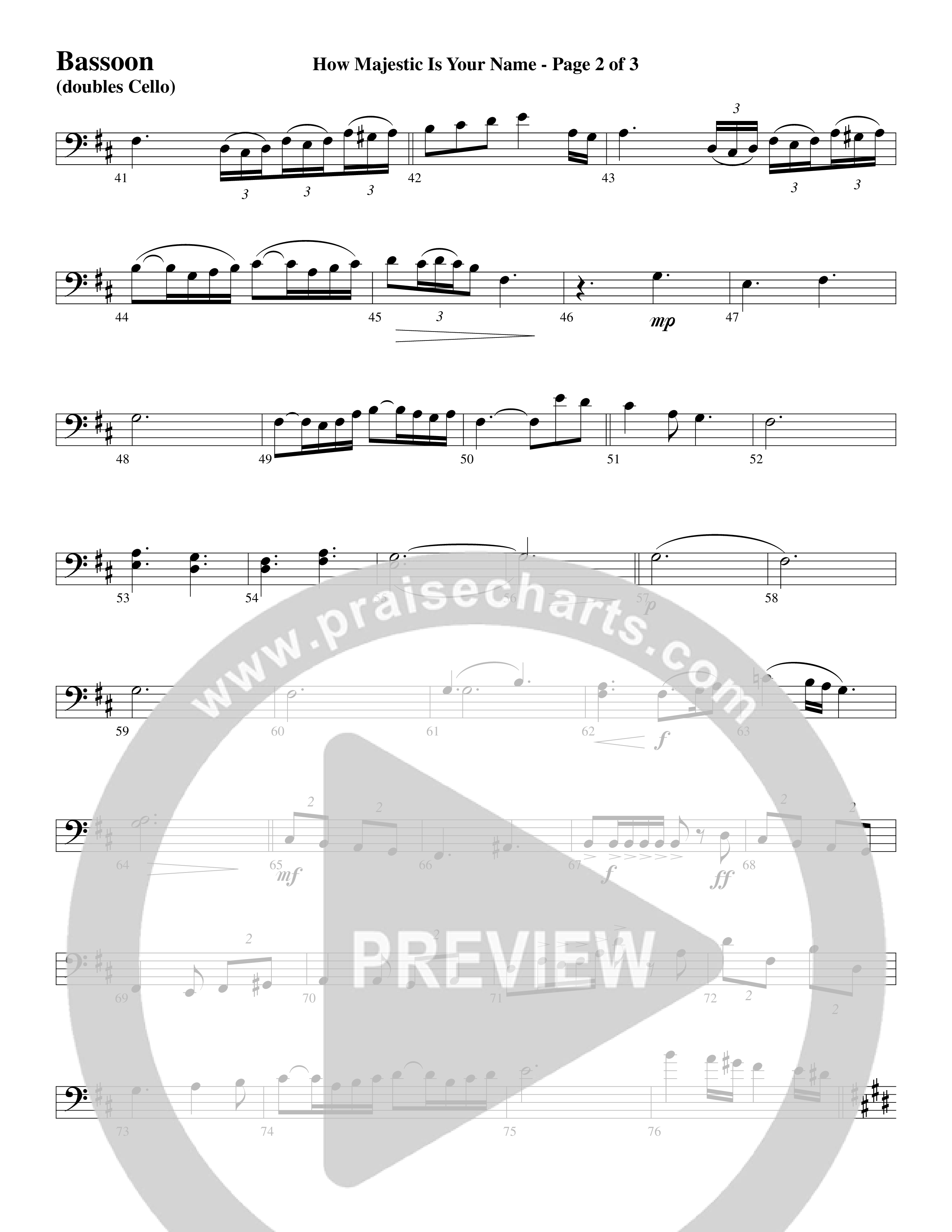 How Majestic Is Your Name (Choral Anthem SATB) Bassoon (Word Music Choral / Arr. Lari Goss / Regi Stone)