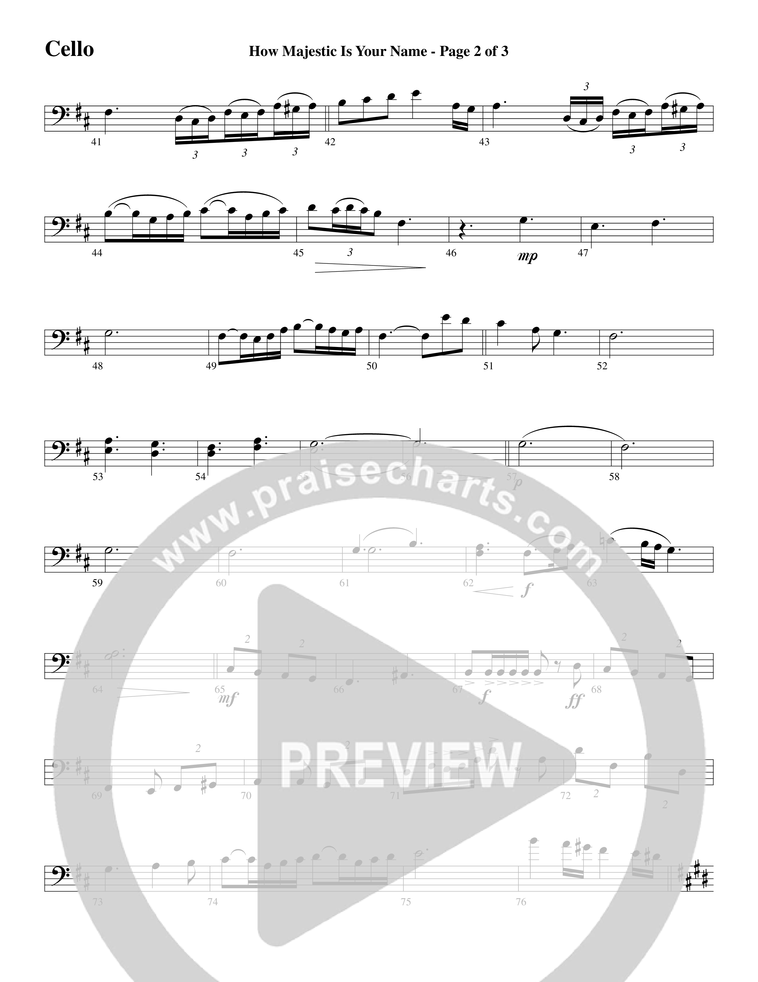 How Majestic Is Your Name (Choral Anthem SATB) Cello (Word Music Choral / Arr. Lari Goss / Regi Stone)