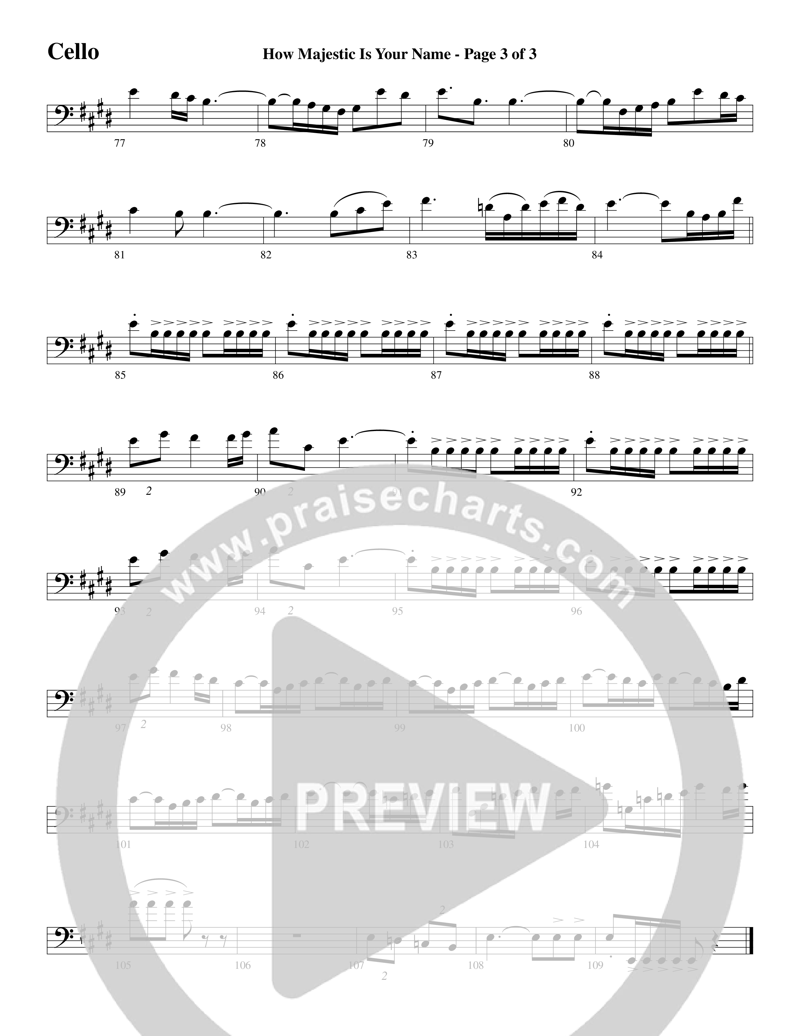 How Majestic Is Your Name (Choral Anthem SATB) Cello (Word Music Choral / Arr. Lari Goss / Regi Stone)