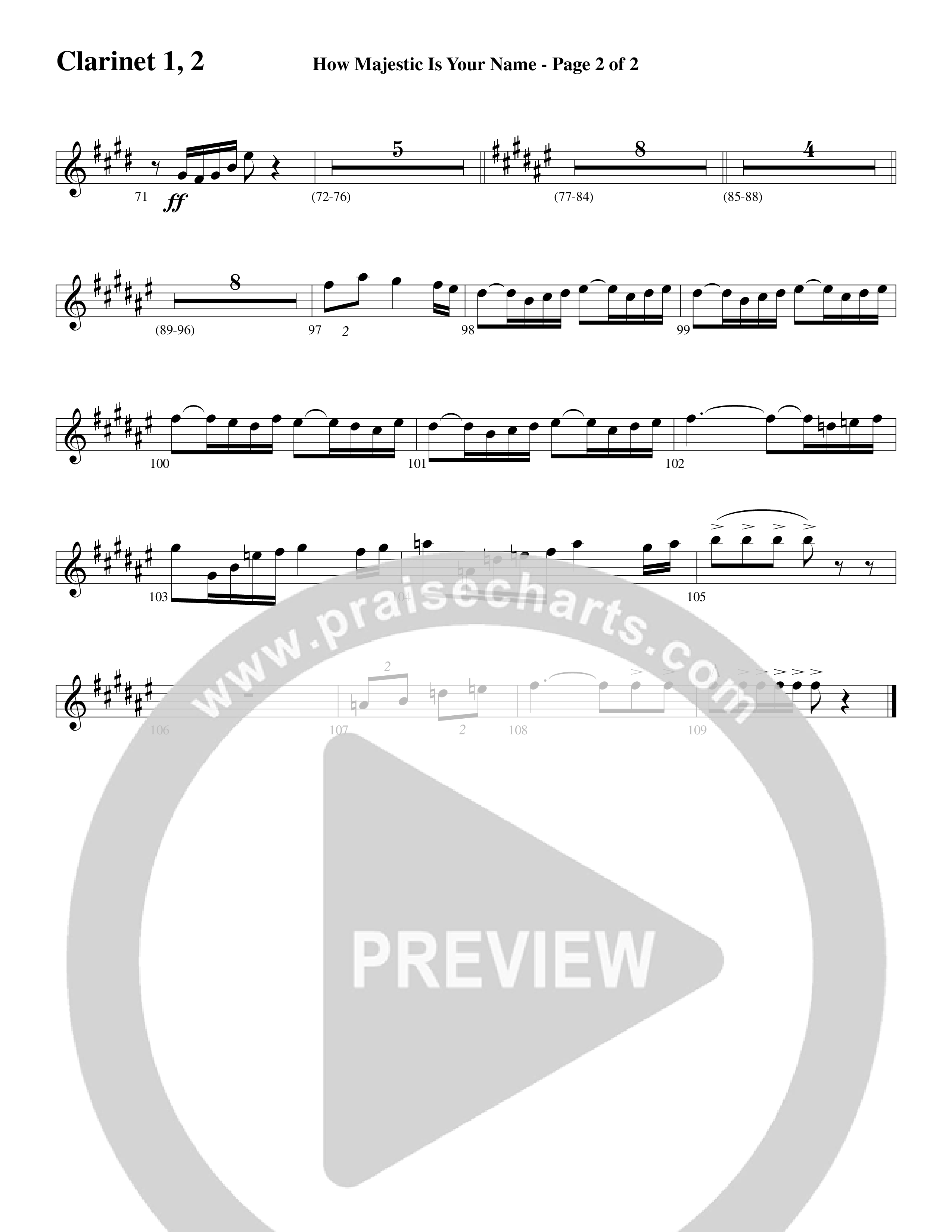 How Majestic Is Your Name (Choral Anthem SATB) Clarinet (Word Music Choral / Arr. Lari Goss / Regi Stone)