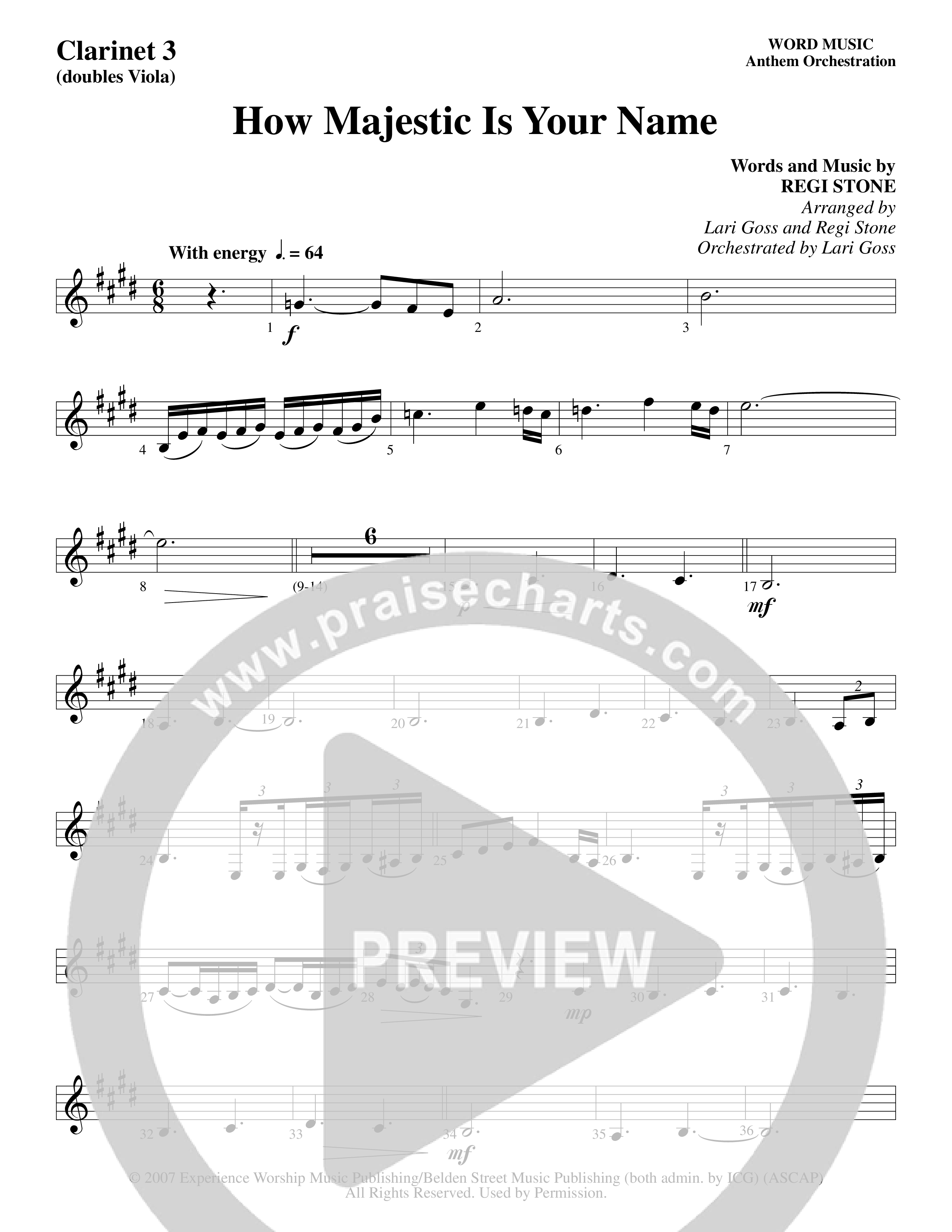 How Majestic Is Your Name (Choral Anthem SATB) Clarinet (Word Music Choral / Arr. Lari Goss / Regi Stone)
