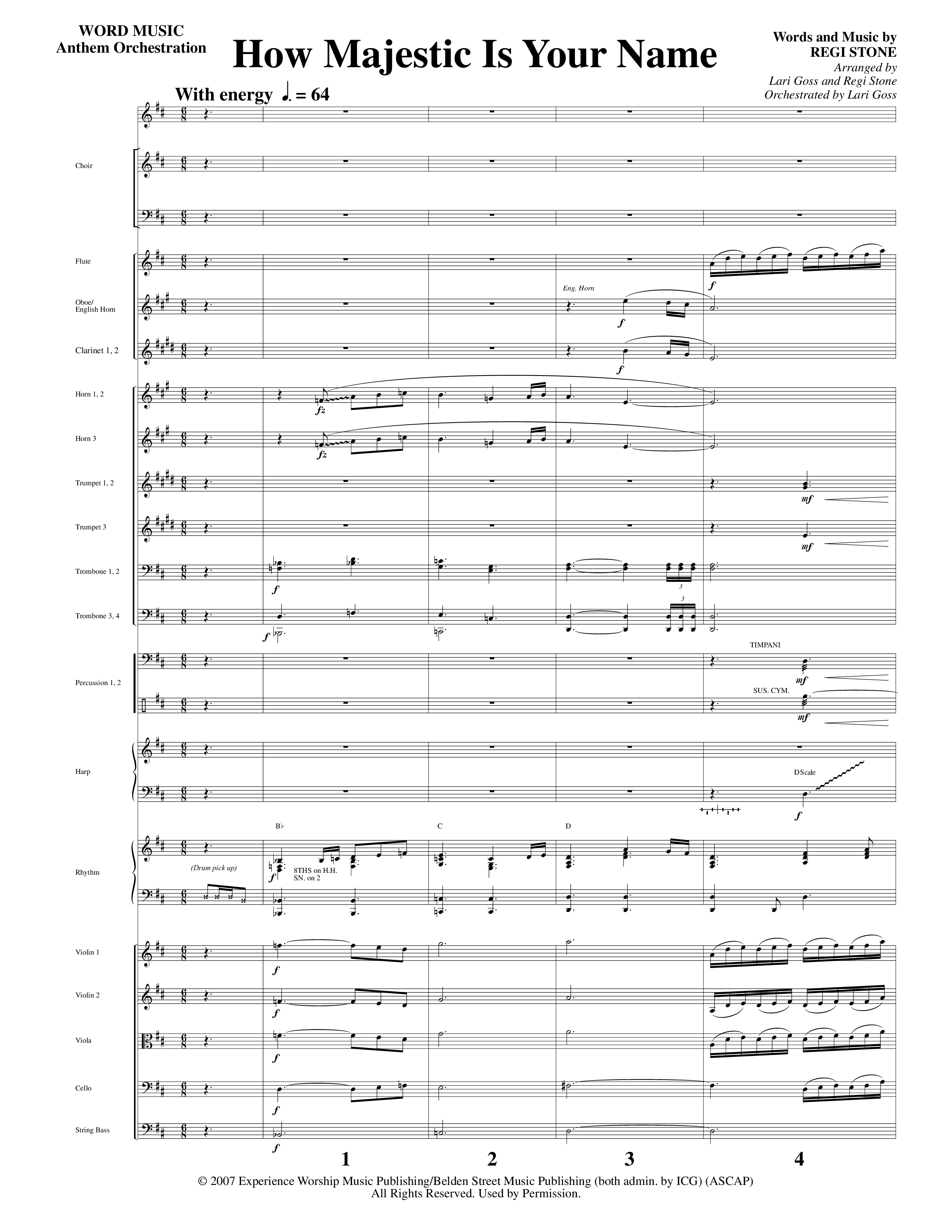 How Majestic Is Your Name (Choral Anthem SATB) Orchestration (Word Music Choral / Arr. Lari Goss / Regi Stone)