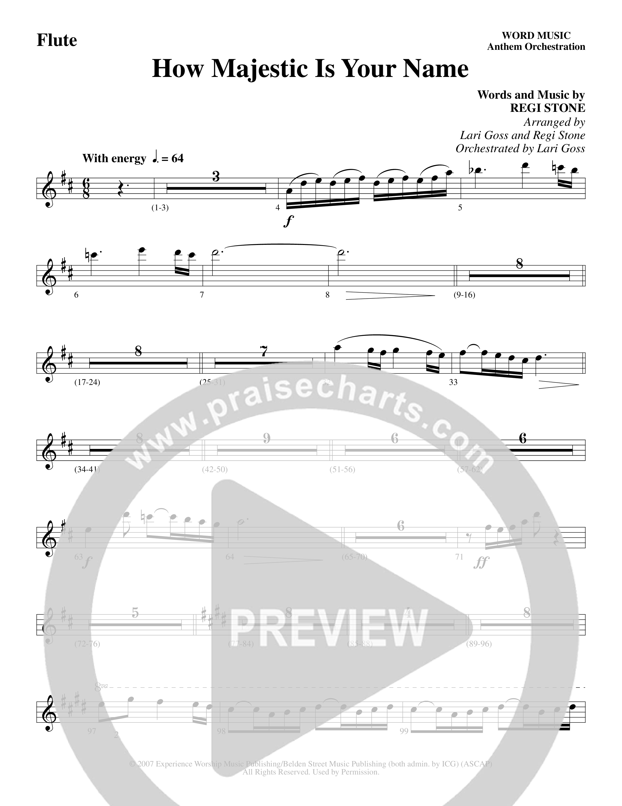 How Majestic Is Your Name (Choral Anthem SATB) Flute (Word Music Choral / Arr. Lari Goss / Regi Stone)