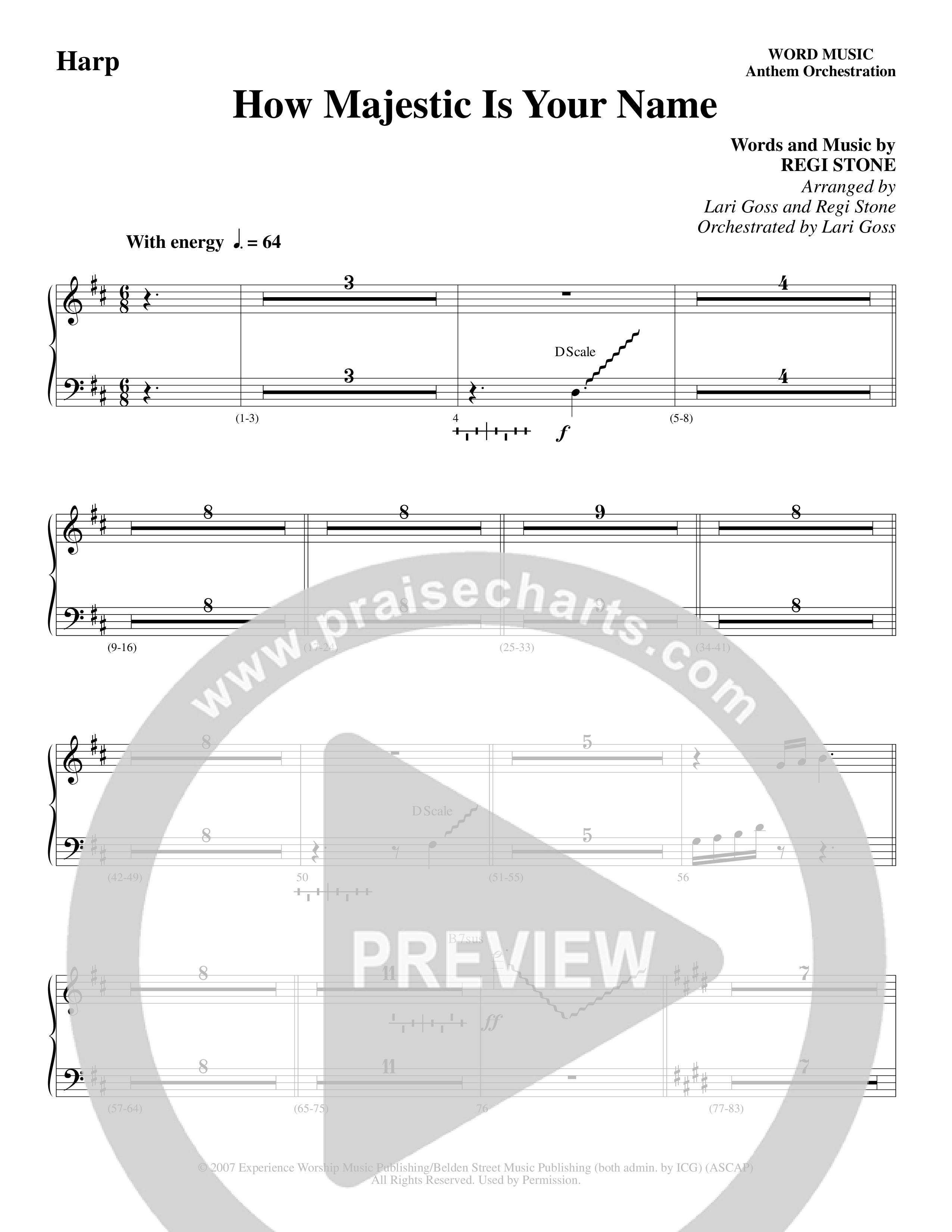 How Majestic Is Your Name (Choral Anthem SATB) Harp (Word Music Choral / Arr. Lari Goss / Regi Stone)
