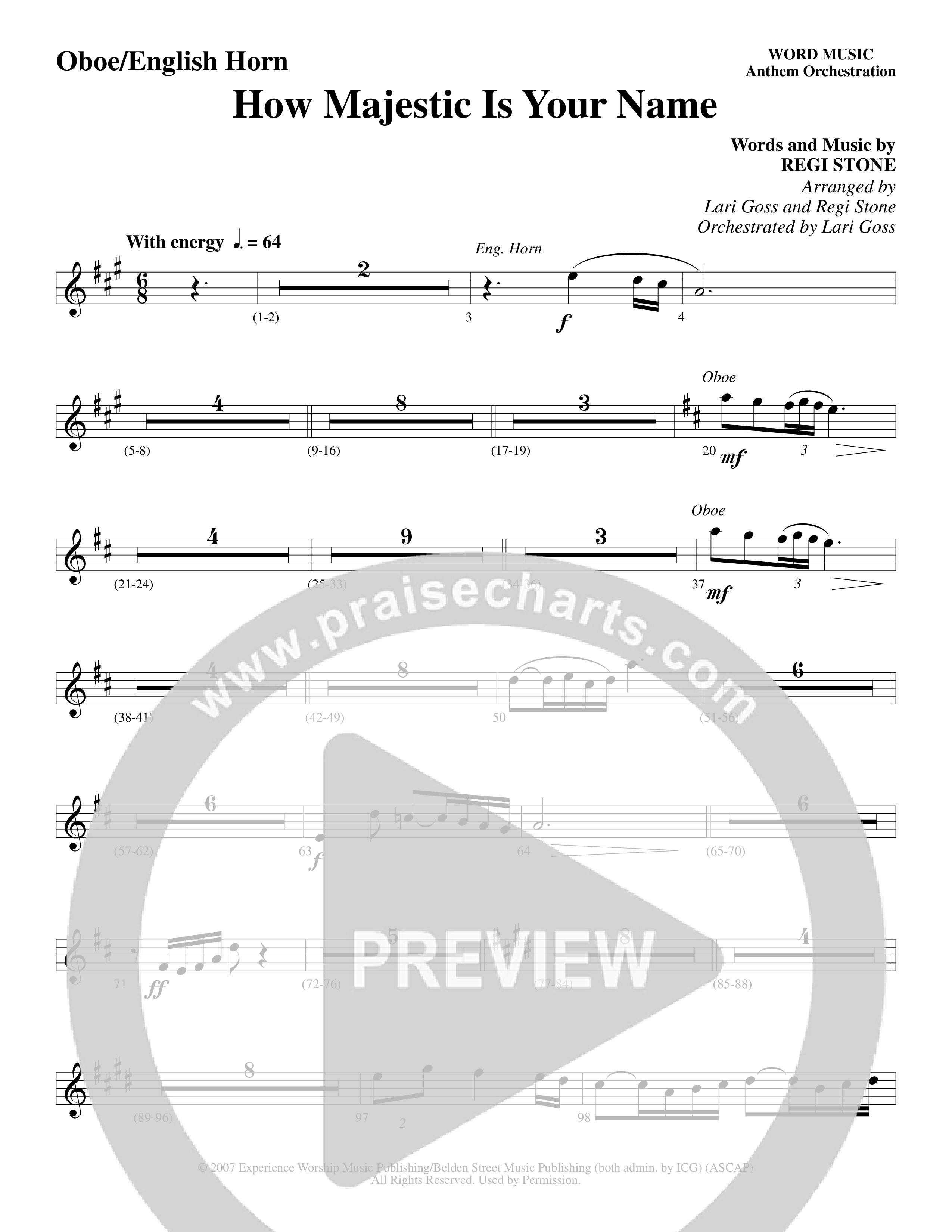 How Majestic Is Your Name (Choral Anthem SATB) Oboe (Word Music Choral / Arr. Lari Goss / Regi Stone)