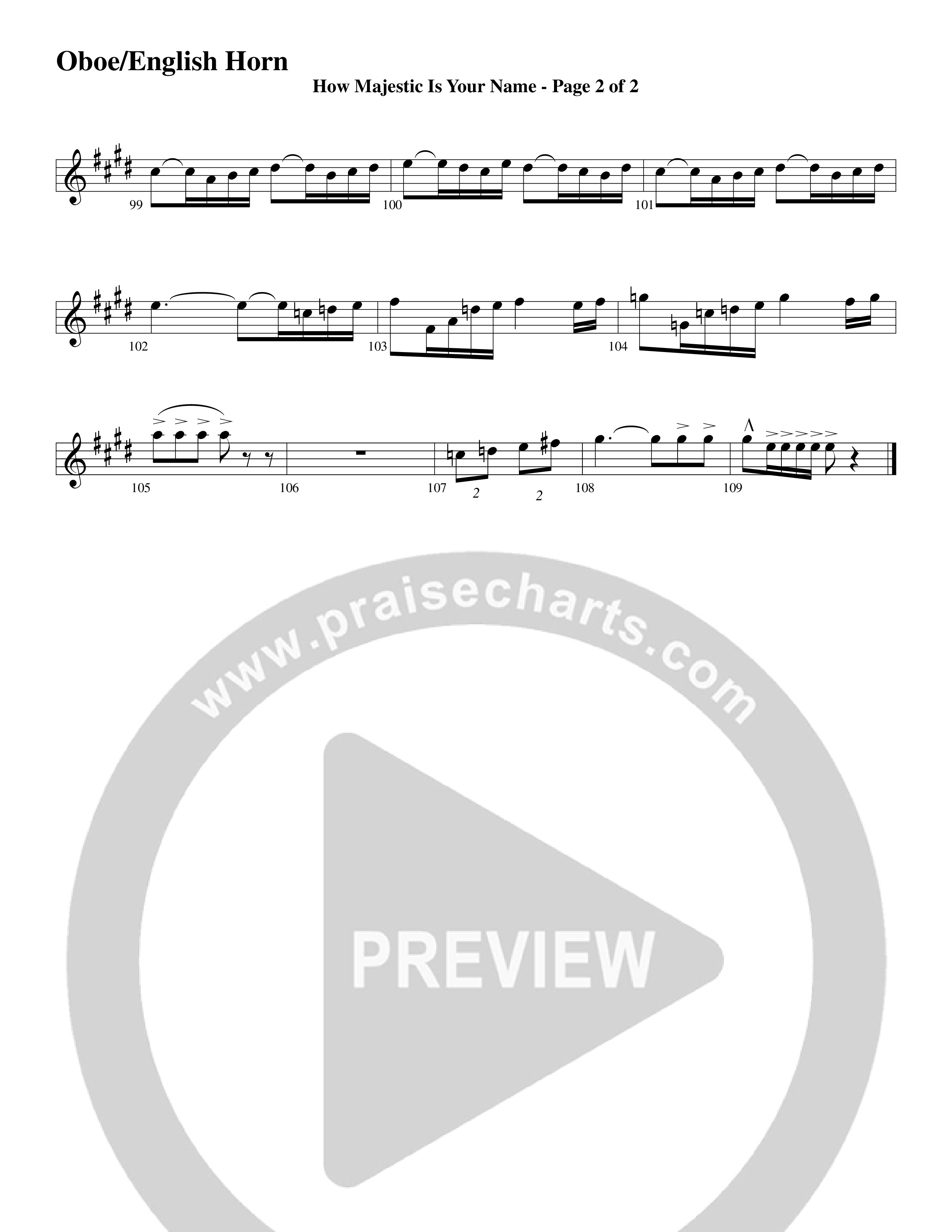 How Majestic Is Your Name (Choral Anthem SATB) Oboe (Word Music Choral / Arr. Lari Goss / Regi Stone)