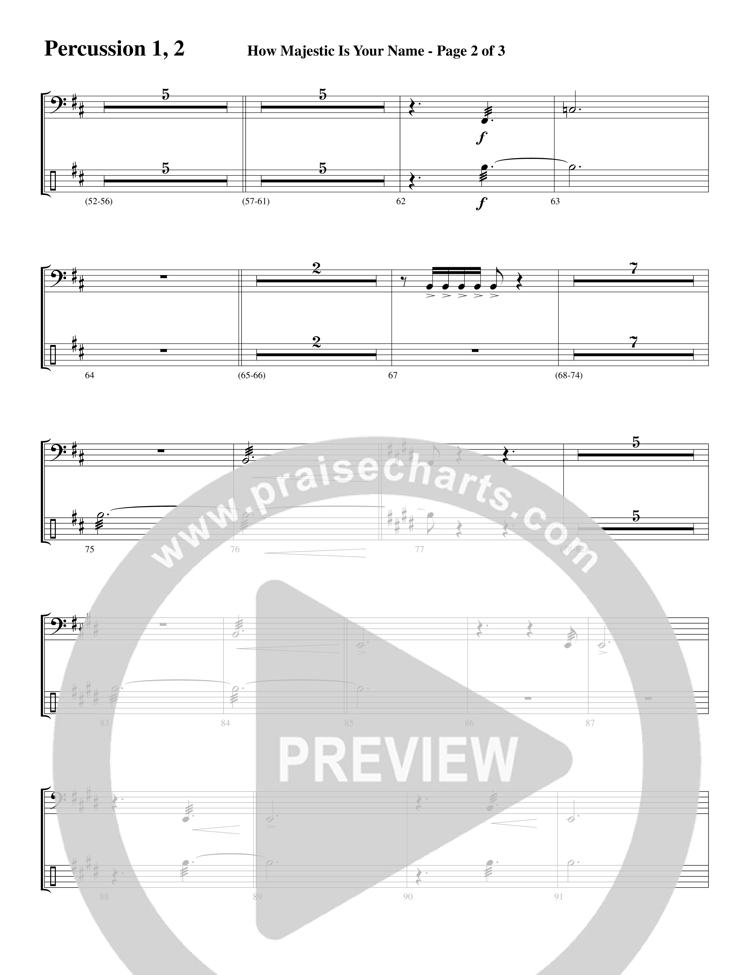 How Majestic Is Your Name (Choral Anthem SATB) Percussion 1/2 (Word Music Choral / Arr. Lari Goss / Regi Stone)