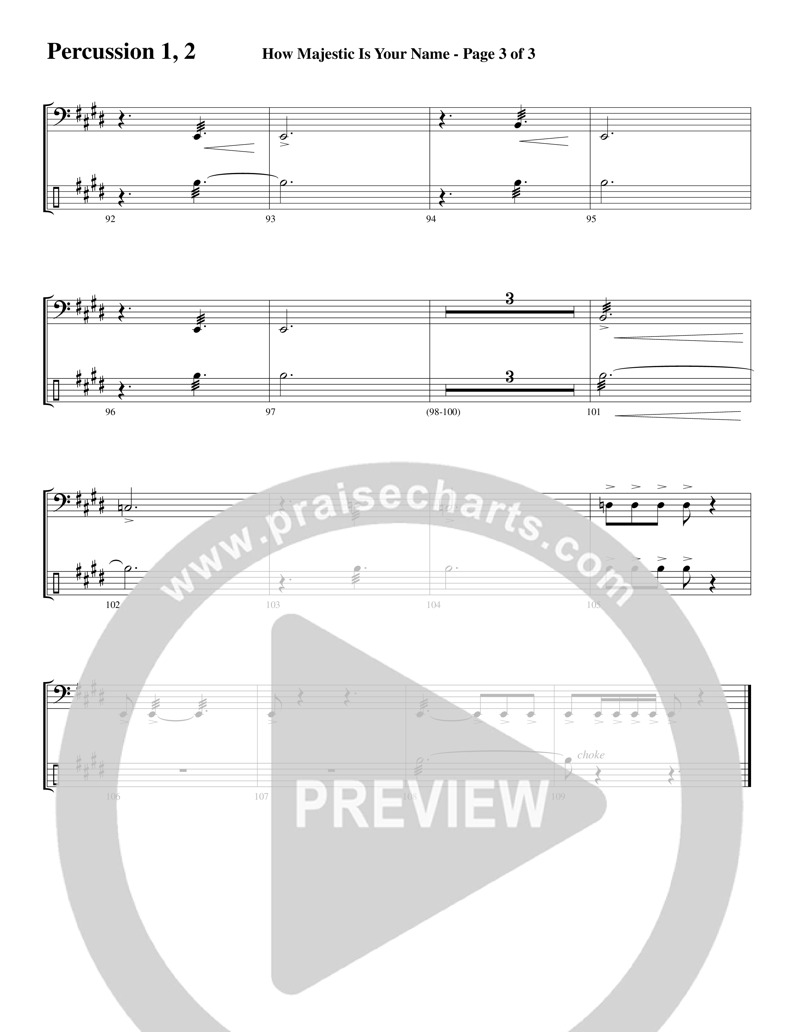 How Majestic Is Your Name (Choral Anthem SATB) Percussion 1/2 (Word Music Choral / Arr. Lari Goss / Regi Stone)