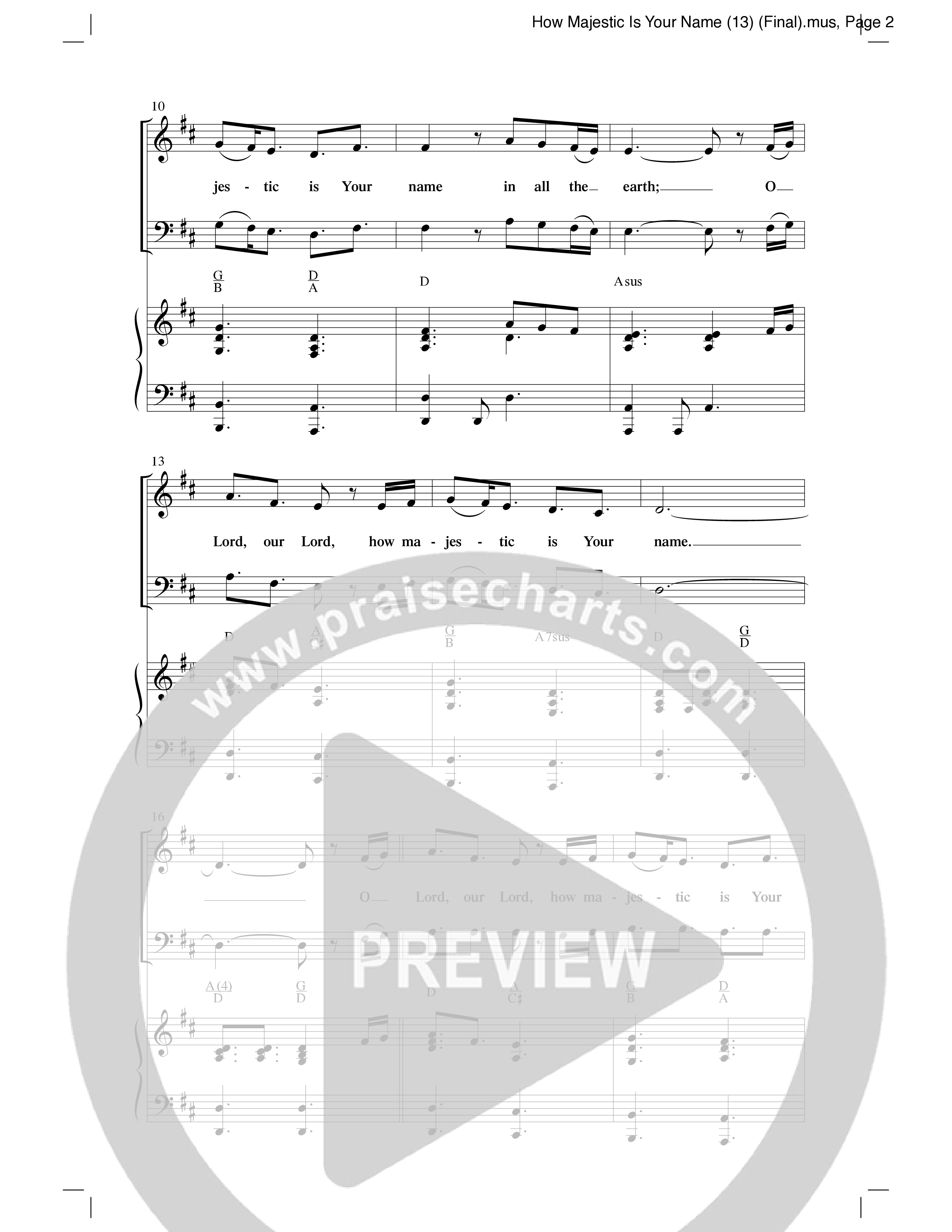 How Majestic Is Your Name (Choral Anthem SATB) Anthem (SATB/Piano) (Word Music Choral / Arr. Lari Goss / Regi Stone)