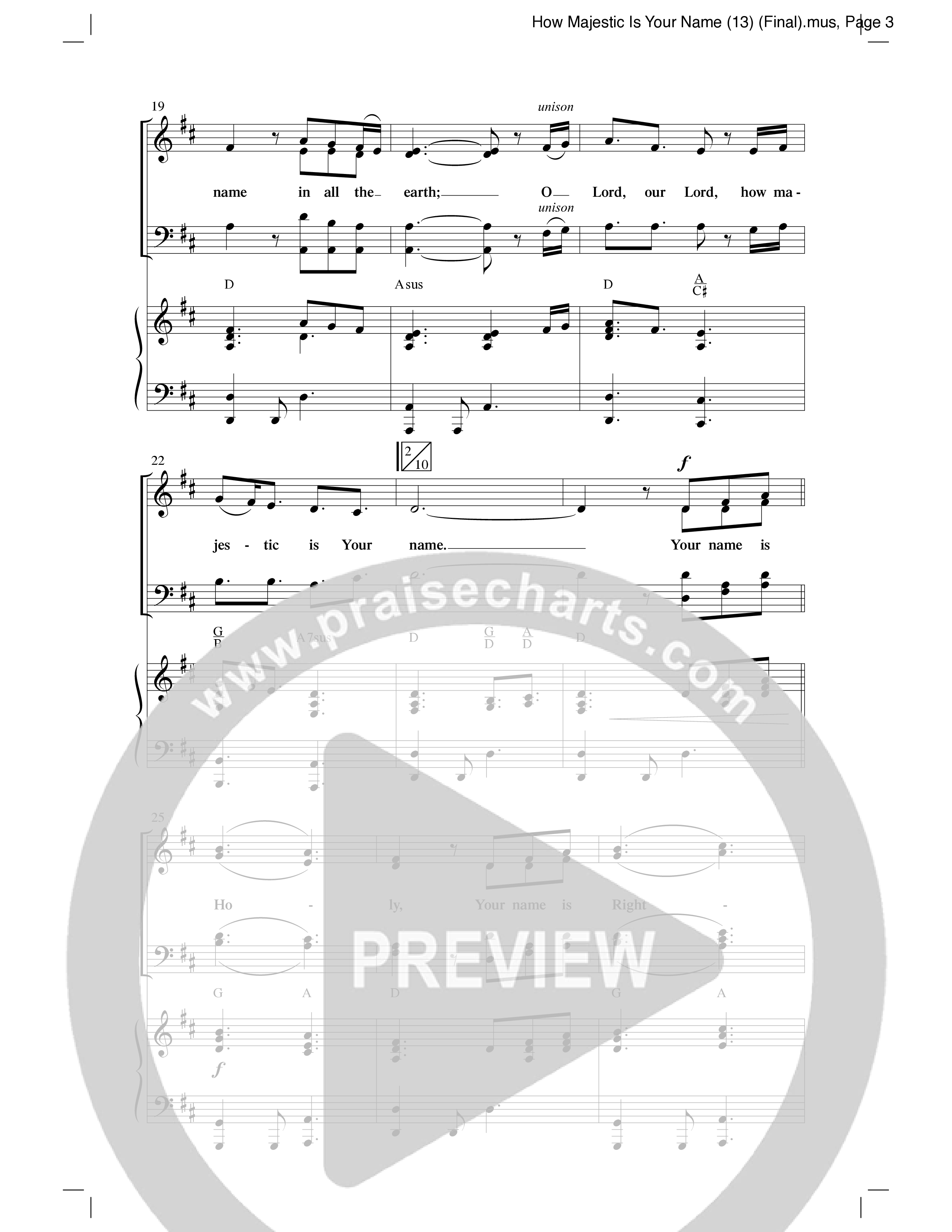 How Majestic Is Your Name (Choral Anthem SATB) Anthem (SATB/Piano) (Word Music Choral / Arr. Lari Goss / Regi Stone)