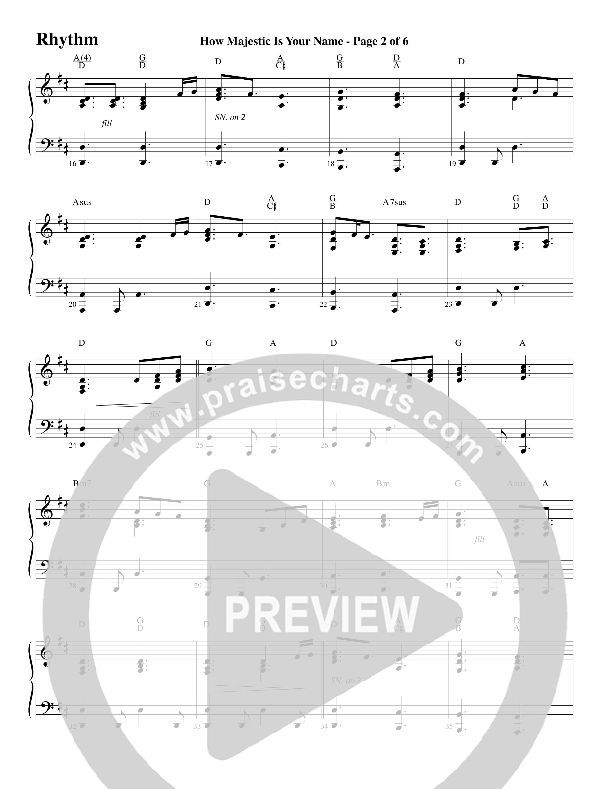 How Majestic Is Your Name (Choral Anthem SATB) Rhythm Chart (Word Music Choral / Arr. Lari Goss / Regi Stone)