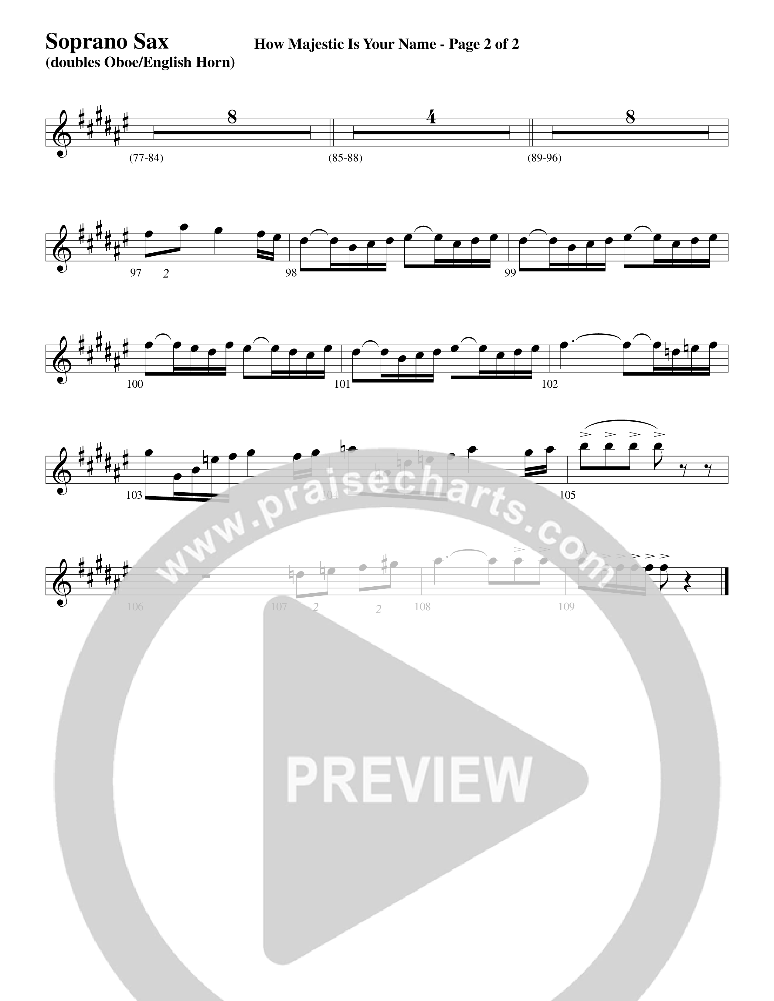 How Majestic Is Your Name (Choral Anthem SATB) Soprano Sax (Word Music Choral / Arr. Lari Goss / Regi Stone)