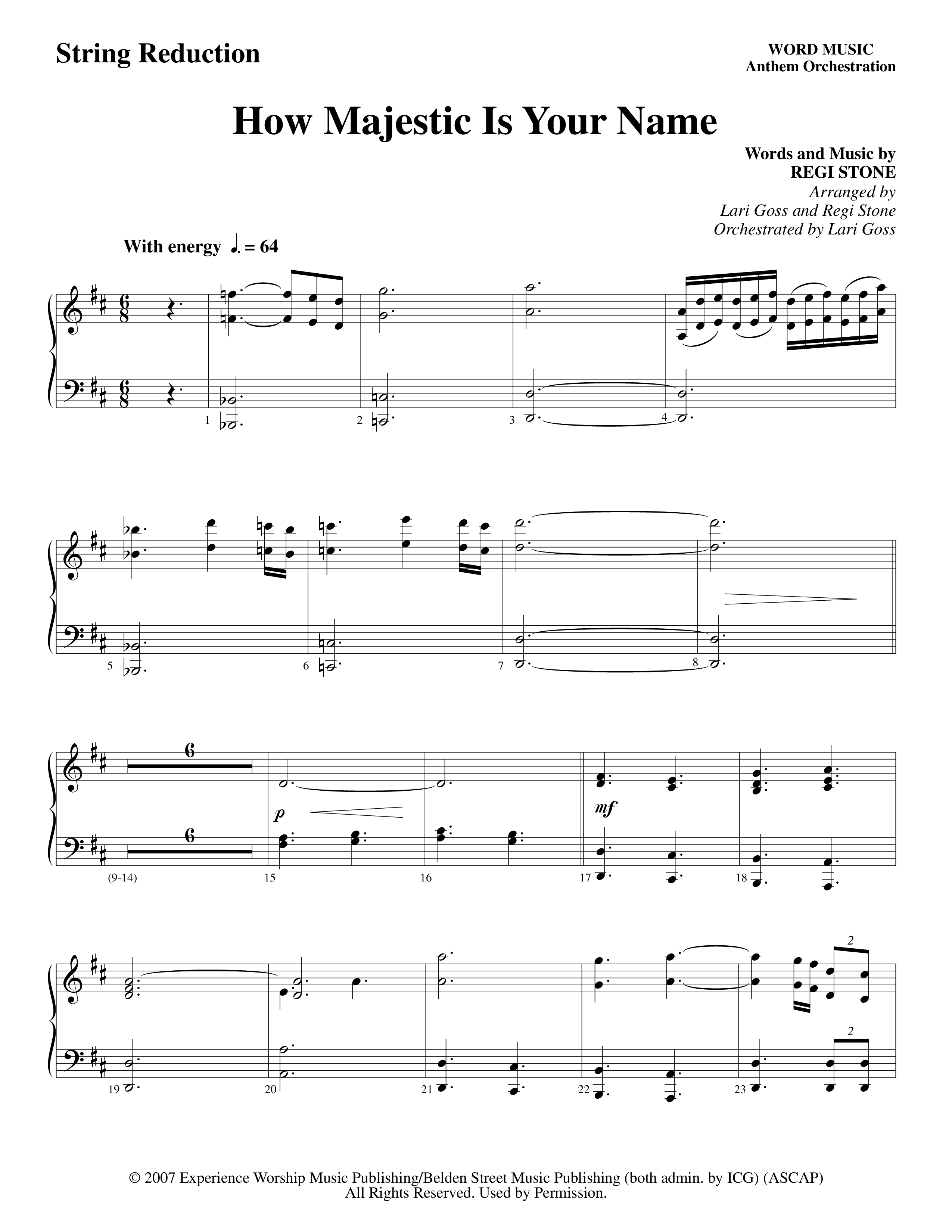 How Majestic Is Your Name (Choral Anthem SATB) String Reduction (Word Music Choral / Arr. Lari Goss / Regi Stone)