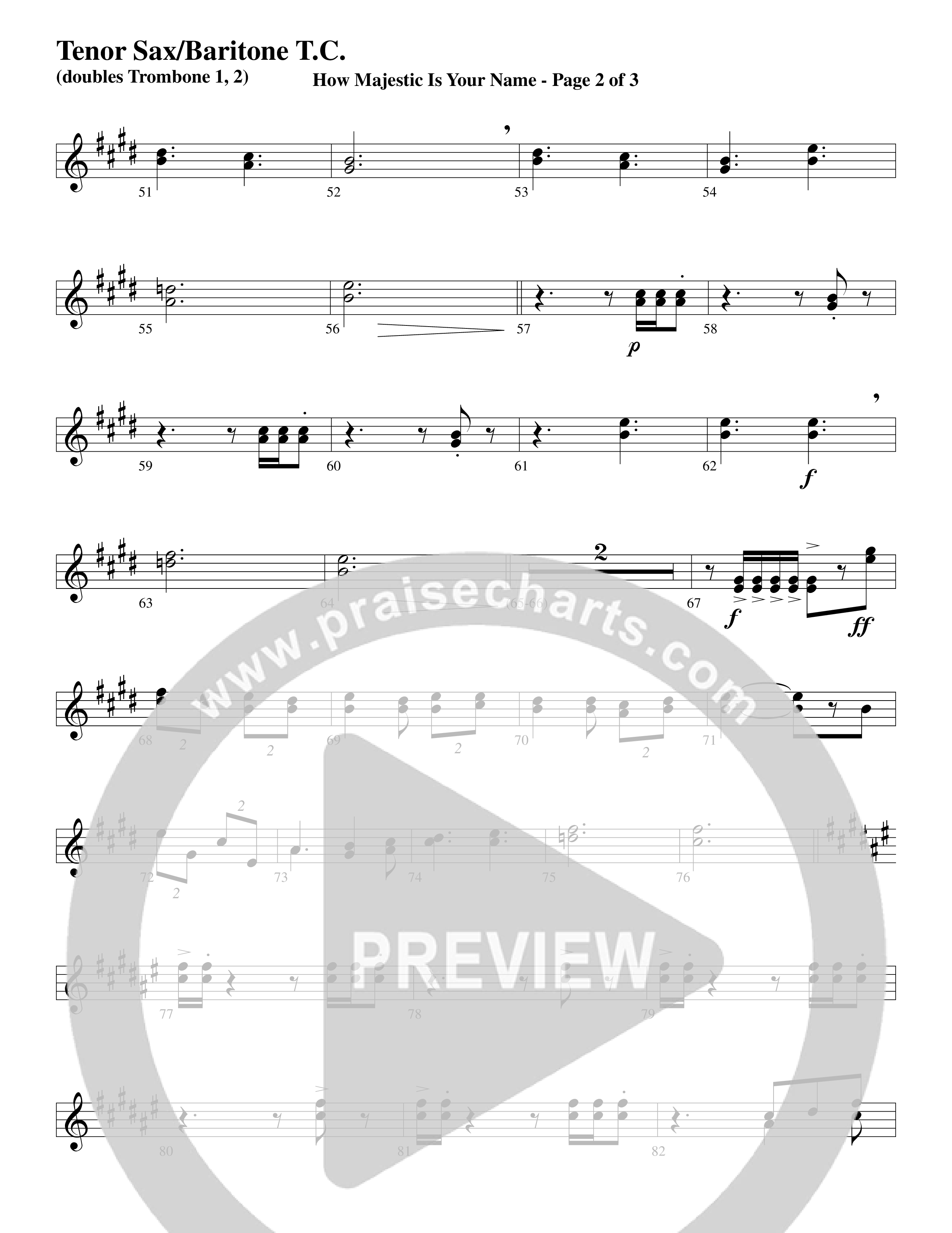 How Majestic Is Your Name (Choral Anthem SATB) Tenor Sax/Baritone T.C. (Word Music Choral / Arr. Lari Goss / Regi Stone)