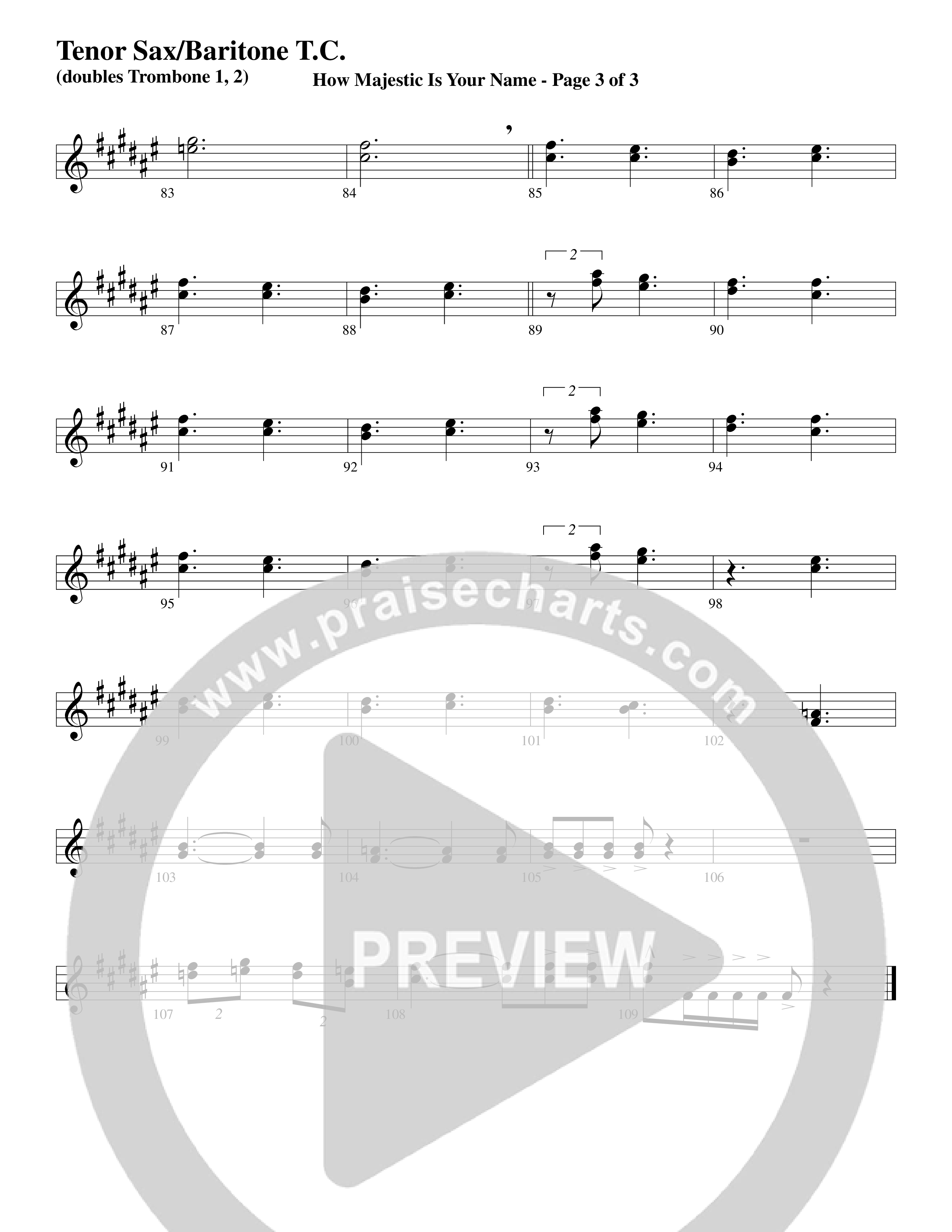 How Majestic Is Your Name (Choral Anthem SATB) Tenor Sax/Baritone T.C. (Word Music Choral / Arr. Lari Goss / Regi Stone)