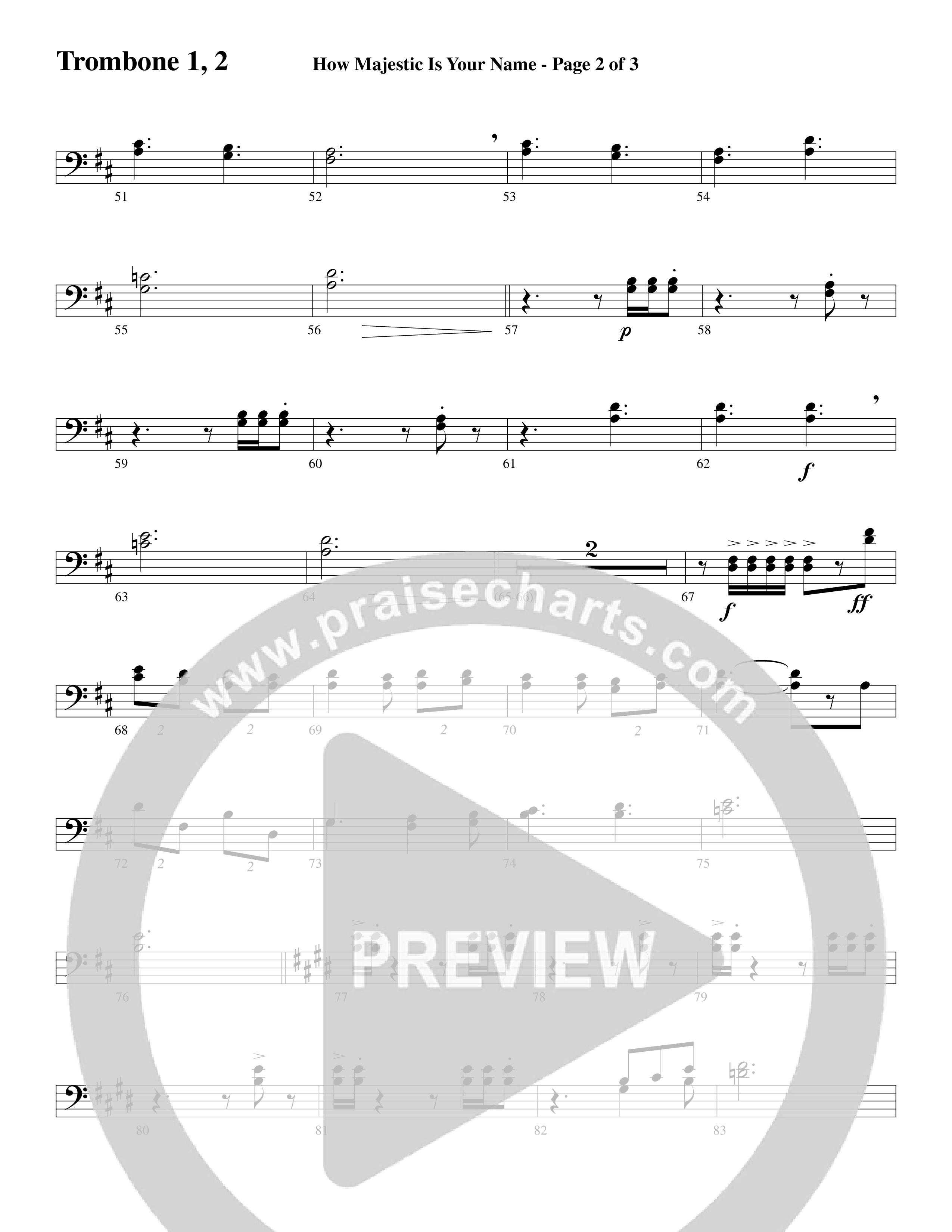 How Majestic Is Your Name (Choral Anthem SATB) Trombone (Word Music Choral / Arr. Lari Goss / Regi Stone)