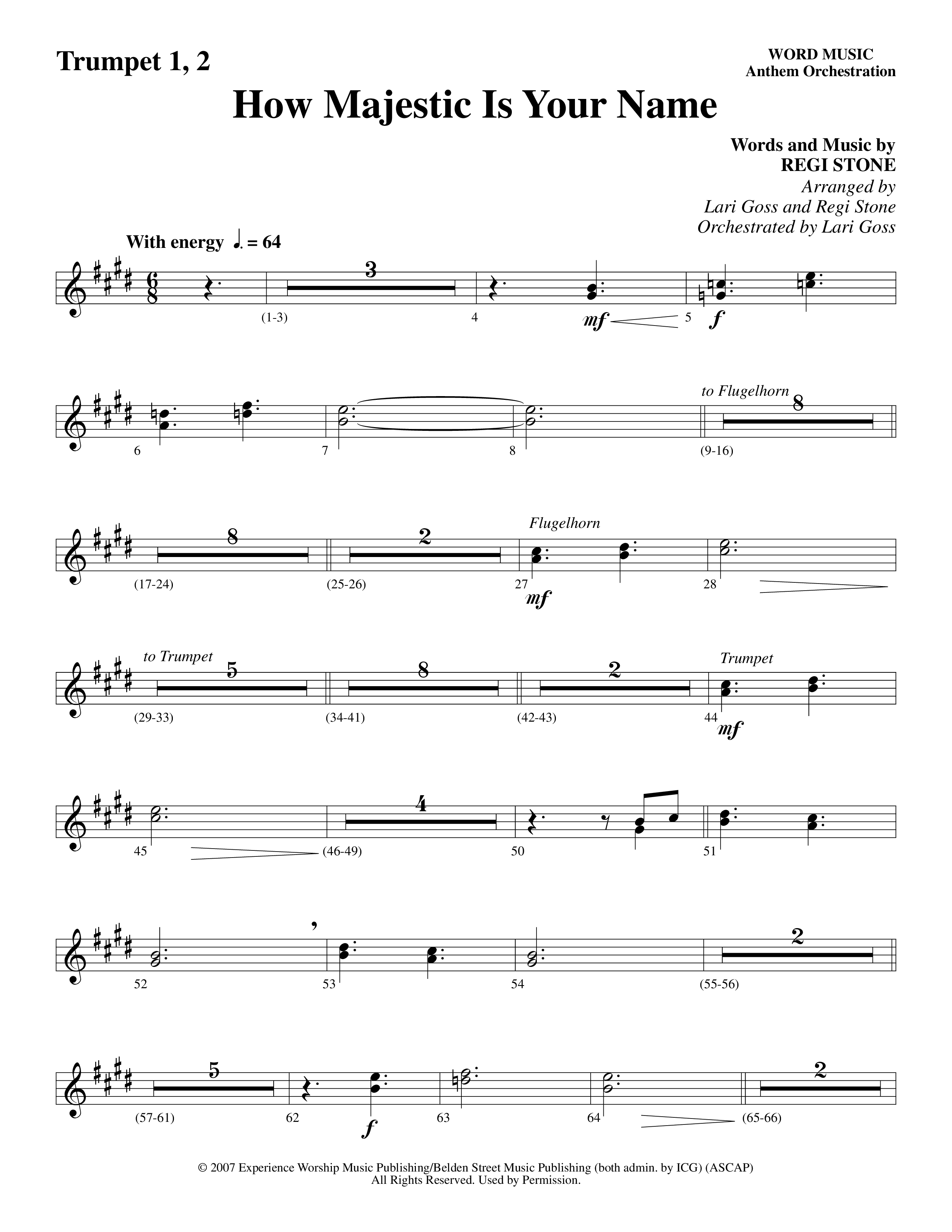 How Majestic Is Your Name (Choral Anthem SATB) Trumpet (Word Music Choral / Arr. Lari Goss / Regi Stone)