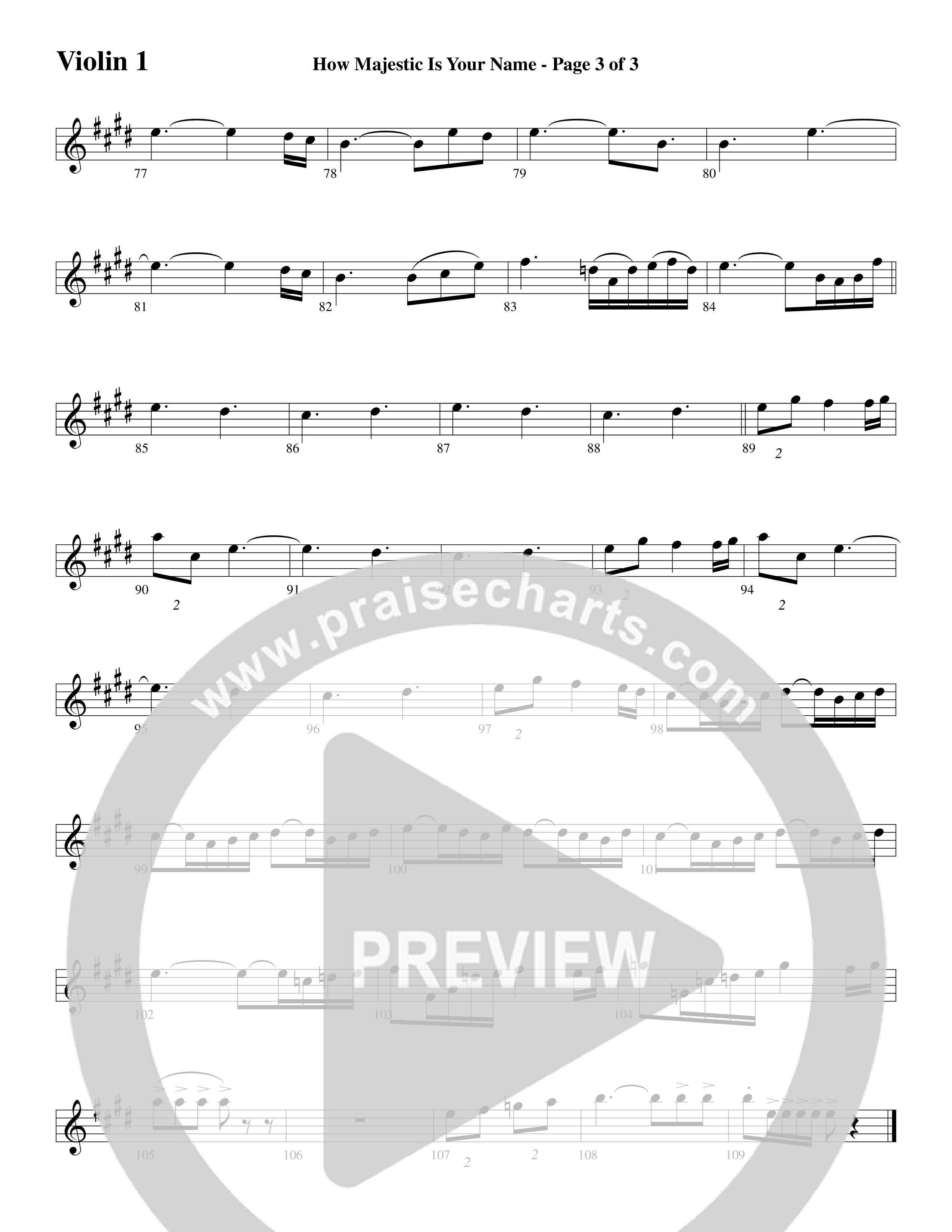 How Majestic Is Your Name (Choral Anthem SATB) Violin 1/2 (Word Music Choral / Arr. Lari Goss / Regi Stone)