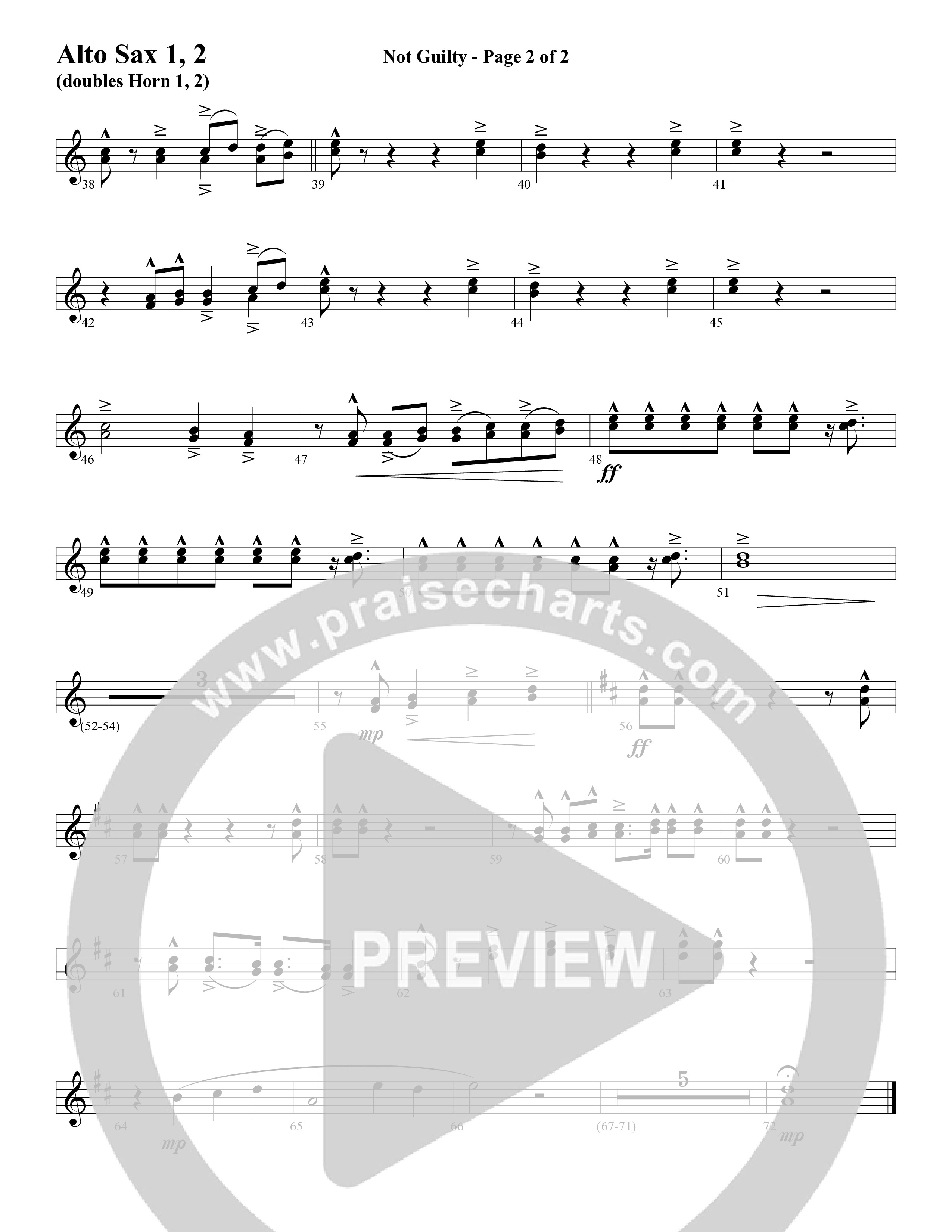 Not Guilty (Choral Anthem SATB) Alto Sax (Word Music Choral / Arr. David T. Clydesdale)