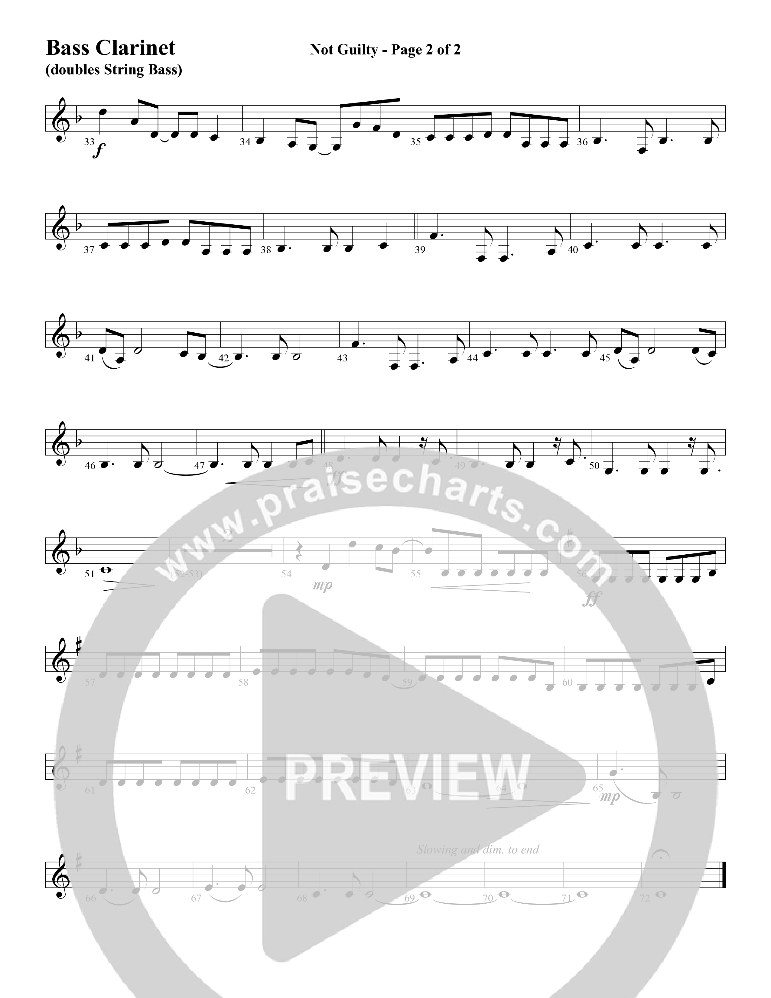 Not Guilty (Choral Anthem SATB) Bass Clarinet (Word Music Choral / Arr. David T. Clydesdale)